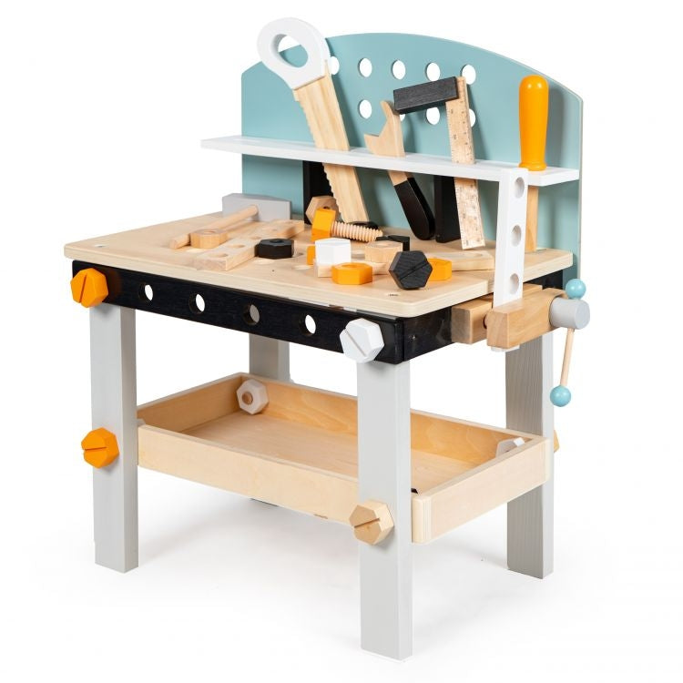 Wooden Kids Workbench Tool Table with 38 Pieces ECOTOYS