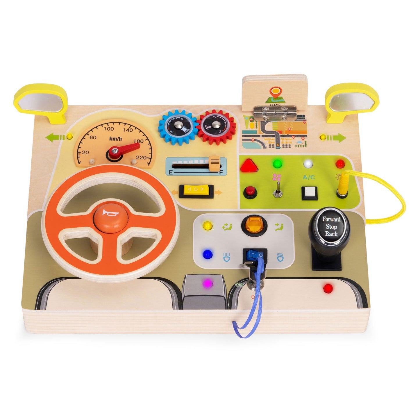 Wooden LED Sensory Busy Board for Kids – 14 Pieces