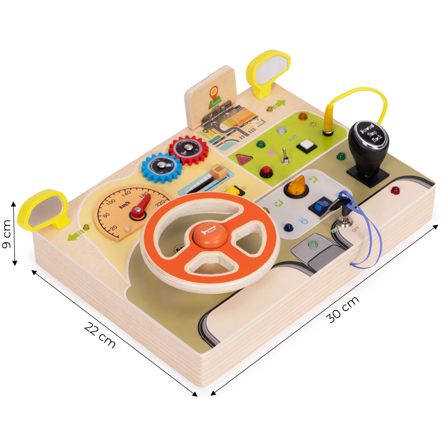 Wooden LED Sensory Busy Board for Kids – 14 Pieces