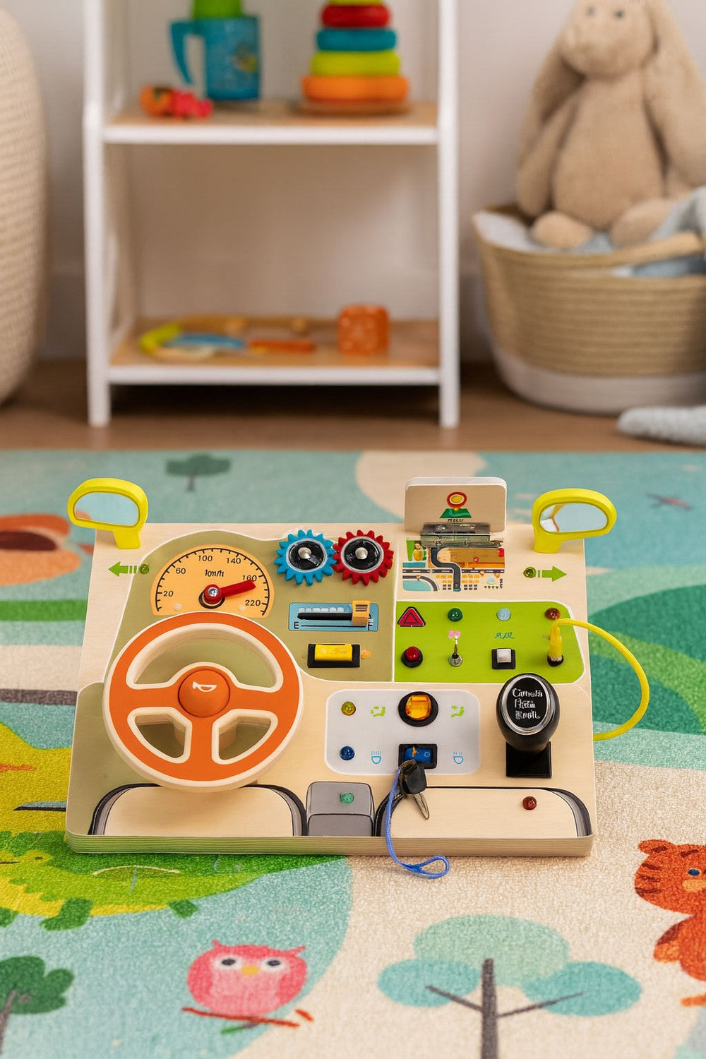 Wooden LED Sensory Busy Board for Kids – 14 Pieces