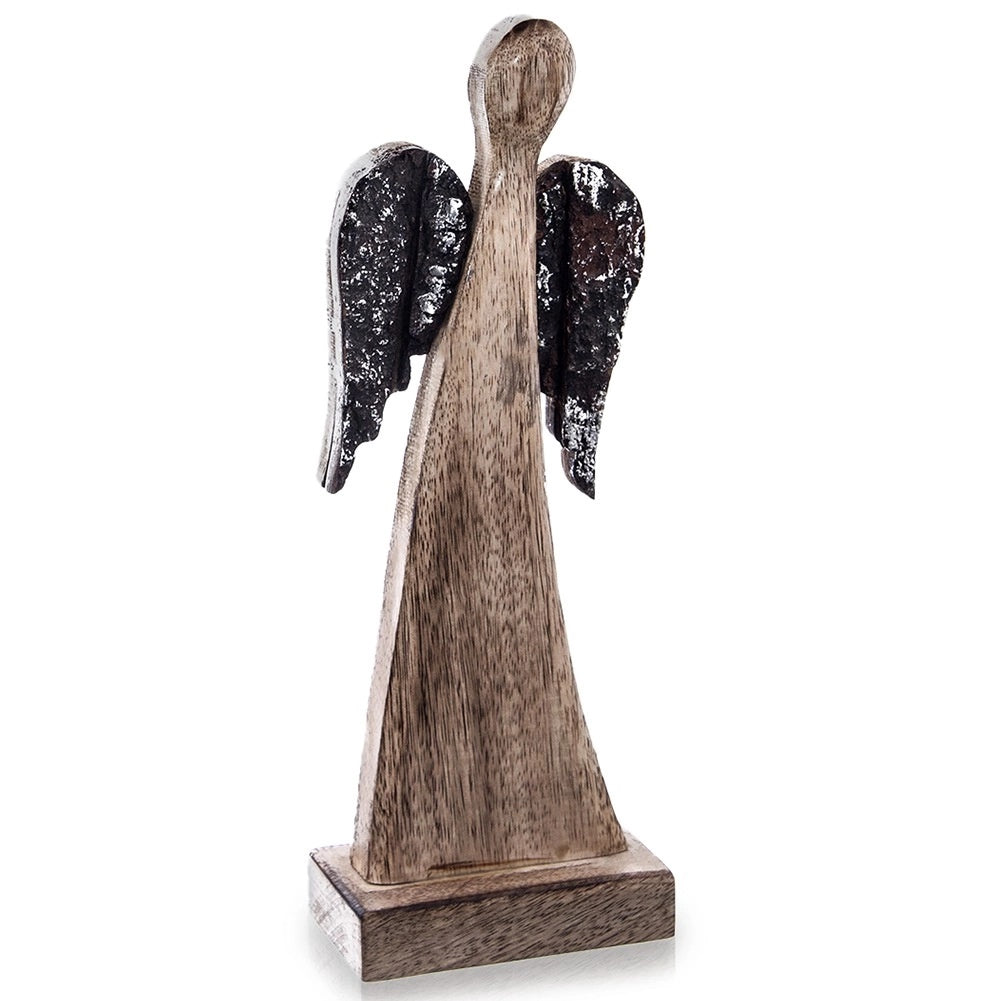 Wooden Mango Angel Figurine, 31 cm Christmas Decor