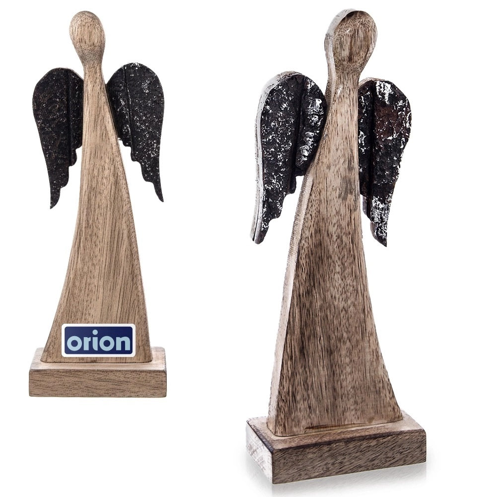 Wooden Mango Angel Figurine, 31 cm Christmas Decor
