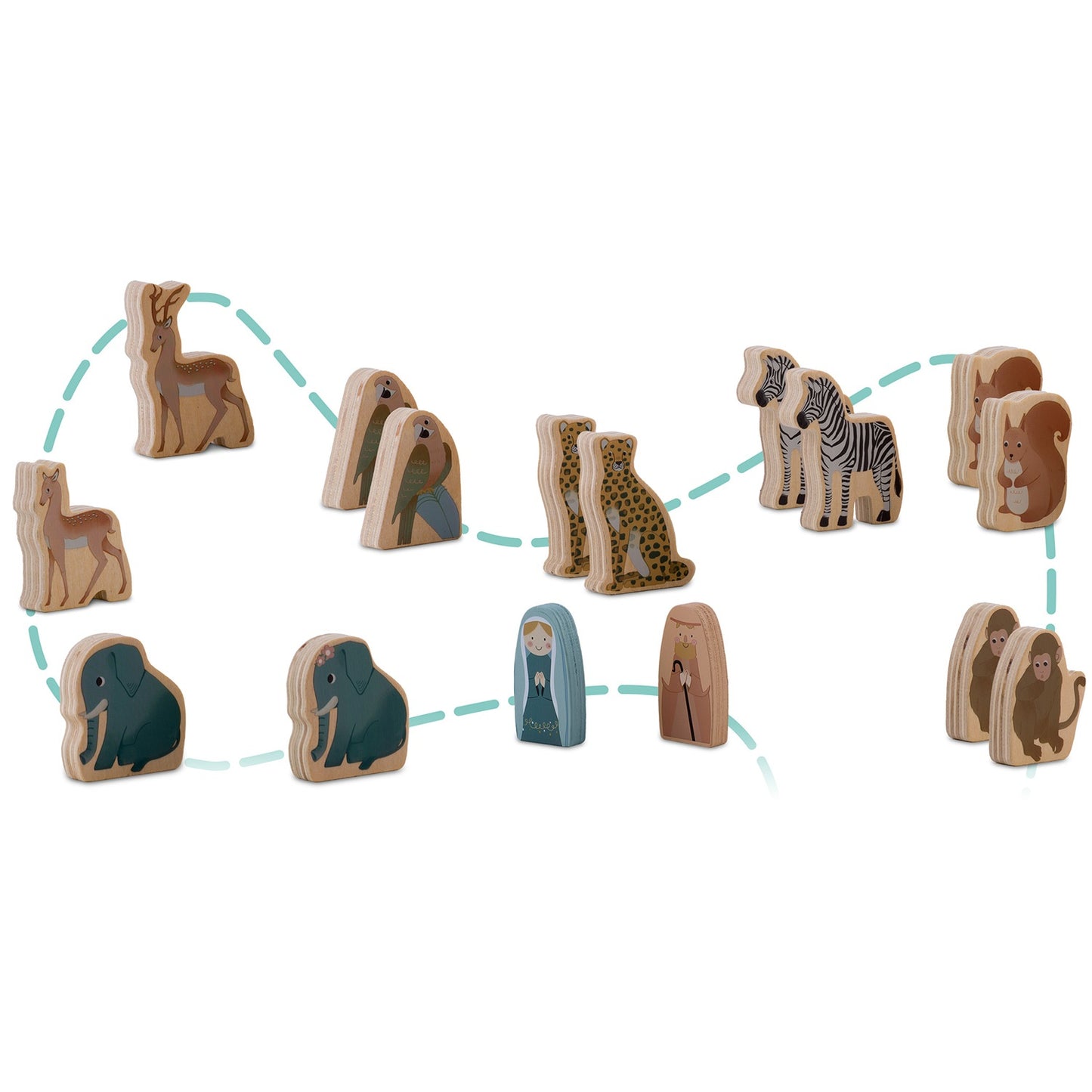 Wooden Noah's Ark with animals NK-862 Nukido