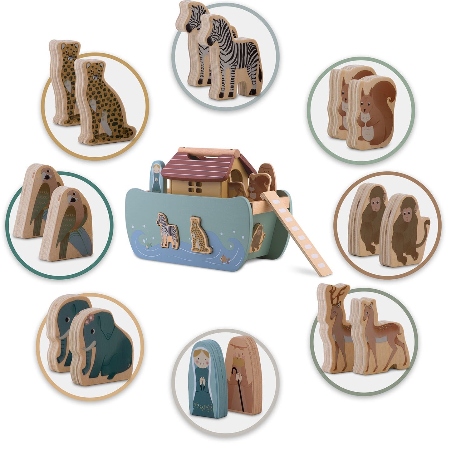 Wooden Noah's Ark with animals NK-862 Nukido