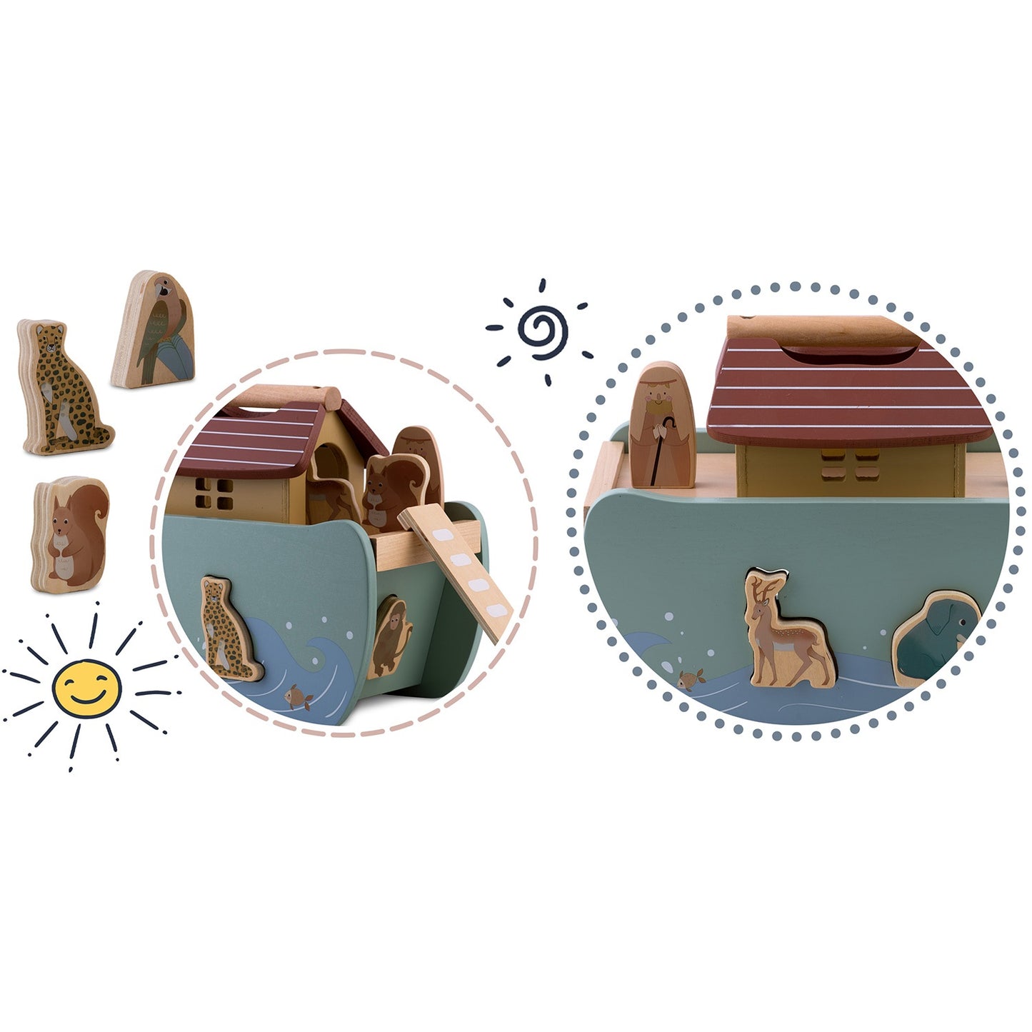 Wooden Noah's Ark with animals NK-862 Nukido