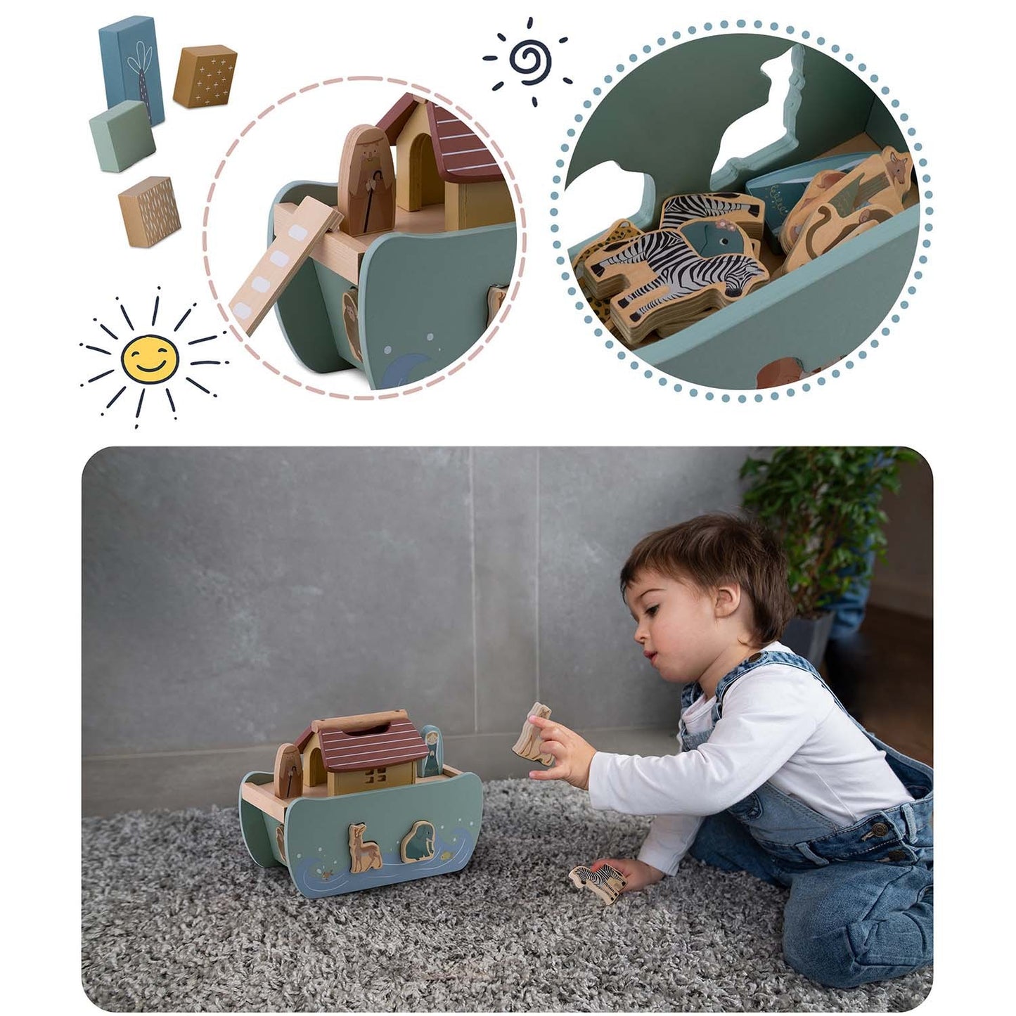 Wooden Noah's Ark with animals NK-862 Nukido
