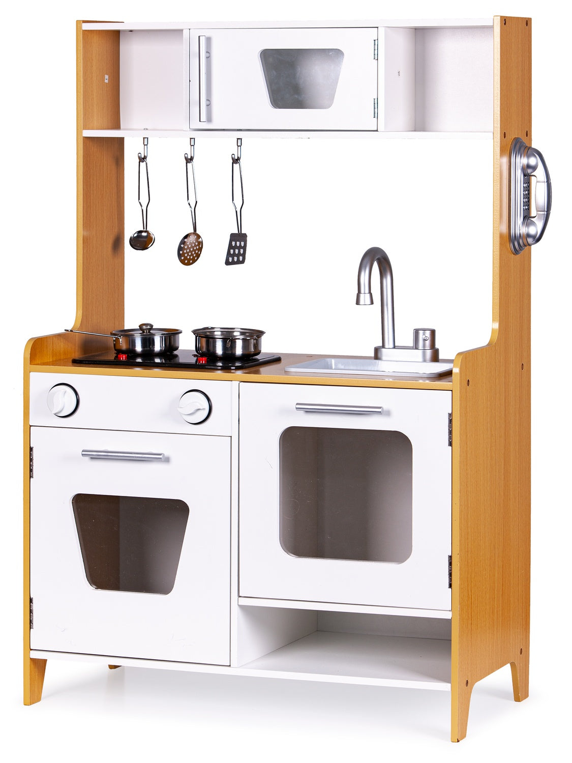 Wooden Play Kitchen with Multimedia Burners for Kids ECOTOYS