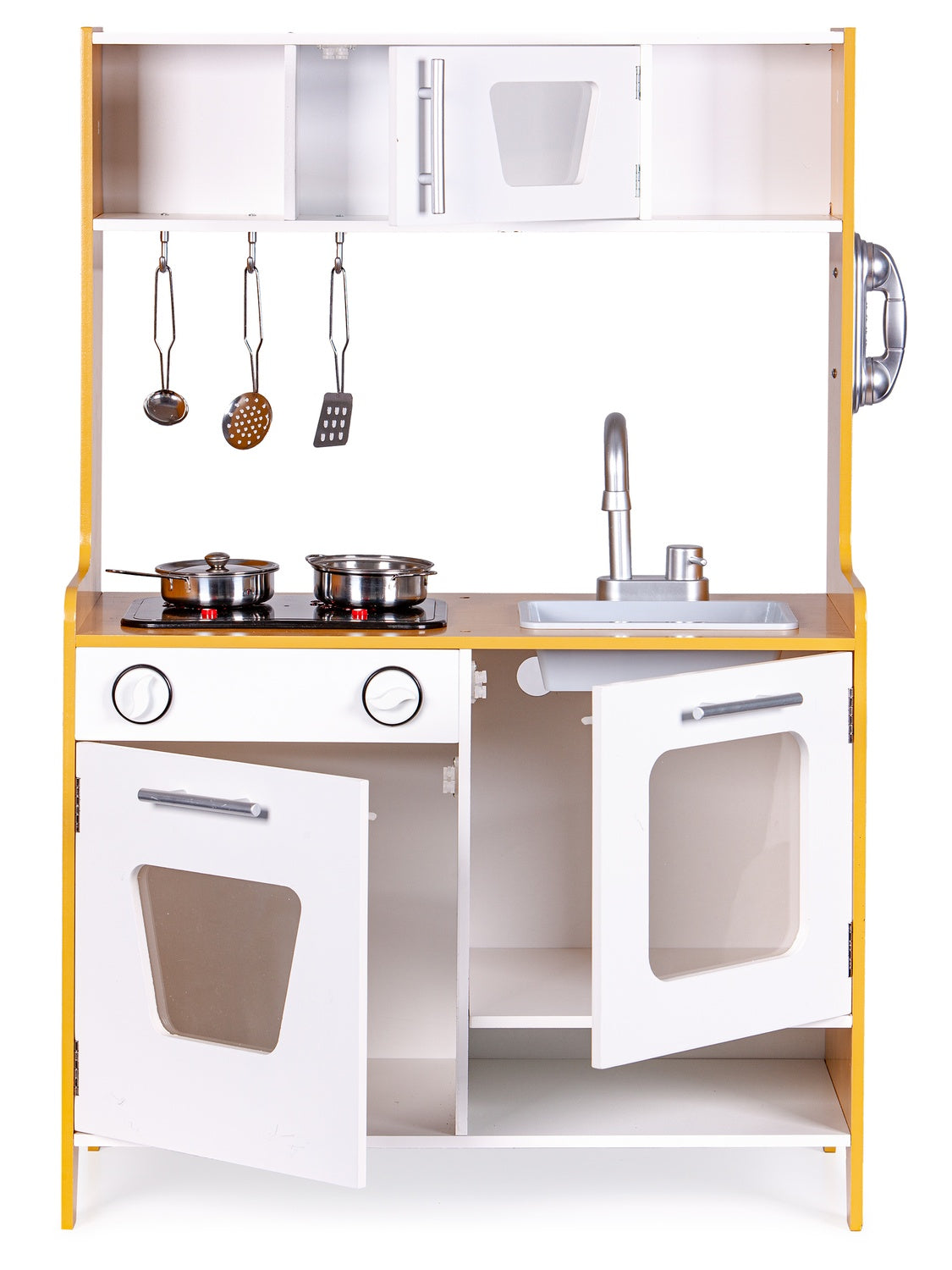 Wooden Play Kitchen with Multimedia Burners for Kids ECOTOYS