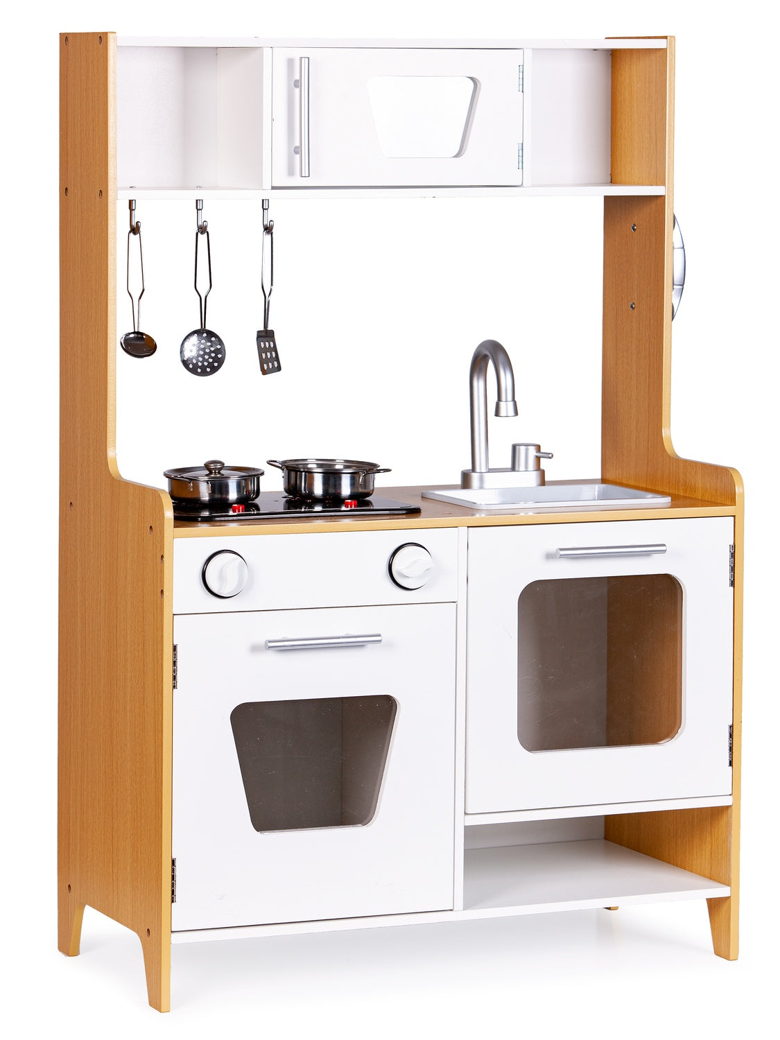 Wooden Play Kitchen with Multimedia Burners for Kids ECOTOYS