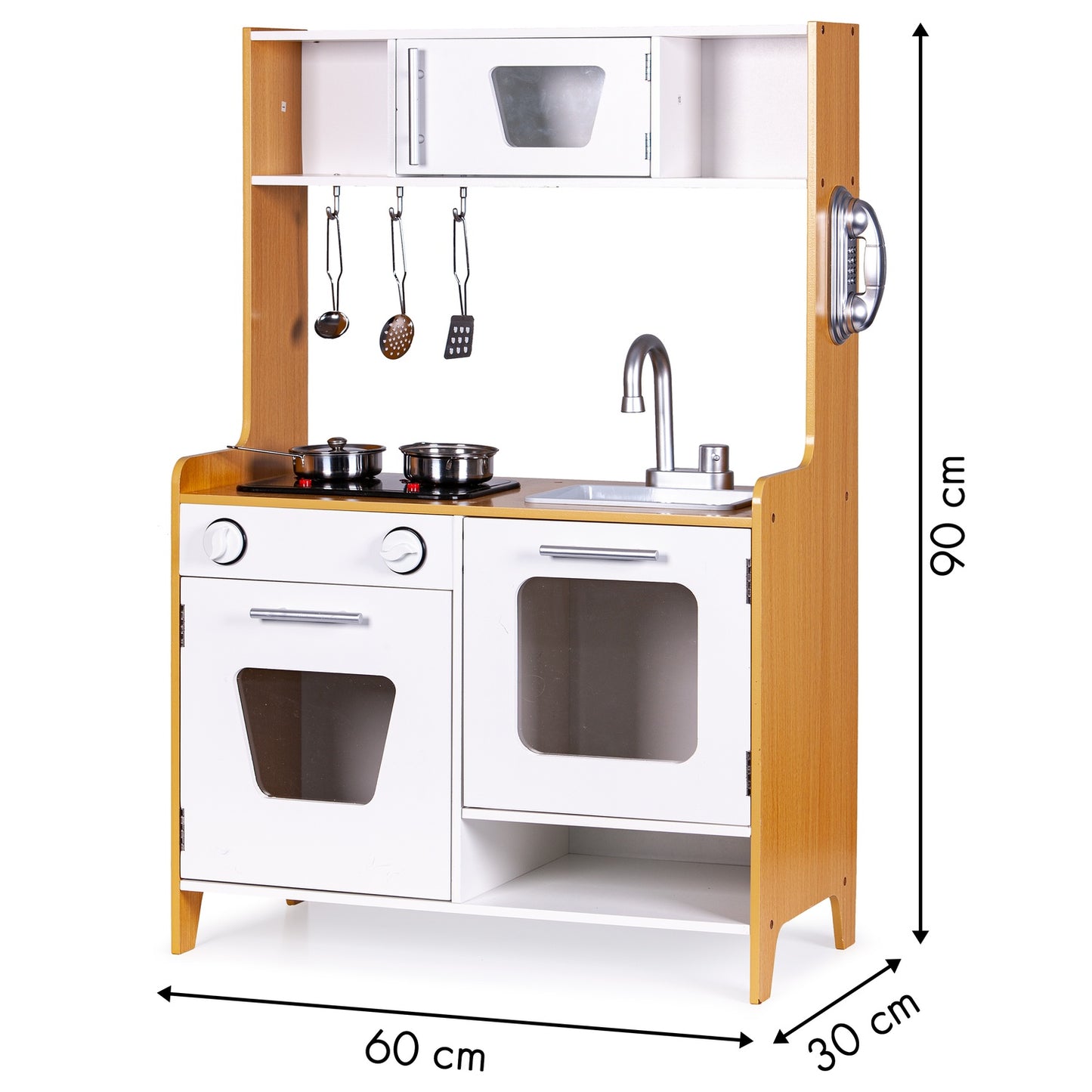 Wooden Play Kitchen with Multimedia Burners for Kids ECOTOYS