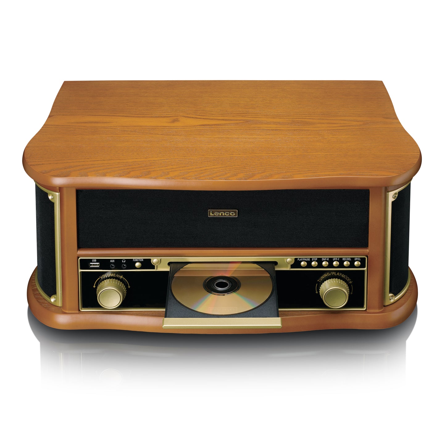 Wooden Retro Record Player with Bluetooth, CD, Cassette