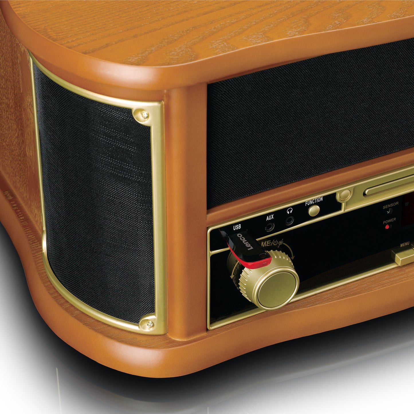 Wooden Retro Record Player with Bluetooth, CD, Cassette