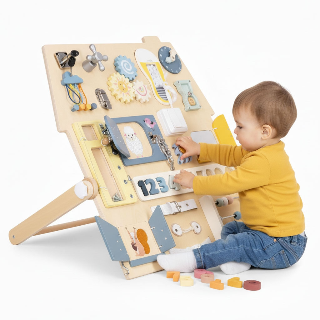 Wooden Sensory Busy Board for Kids – Educational Toy