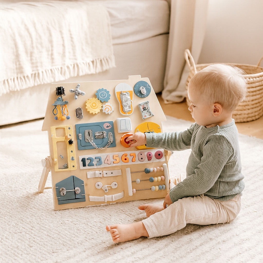 Wooden Sensory Busy Board for Kids – Educational Toy