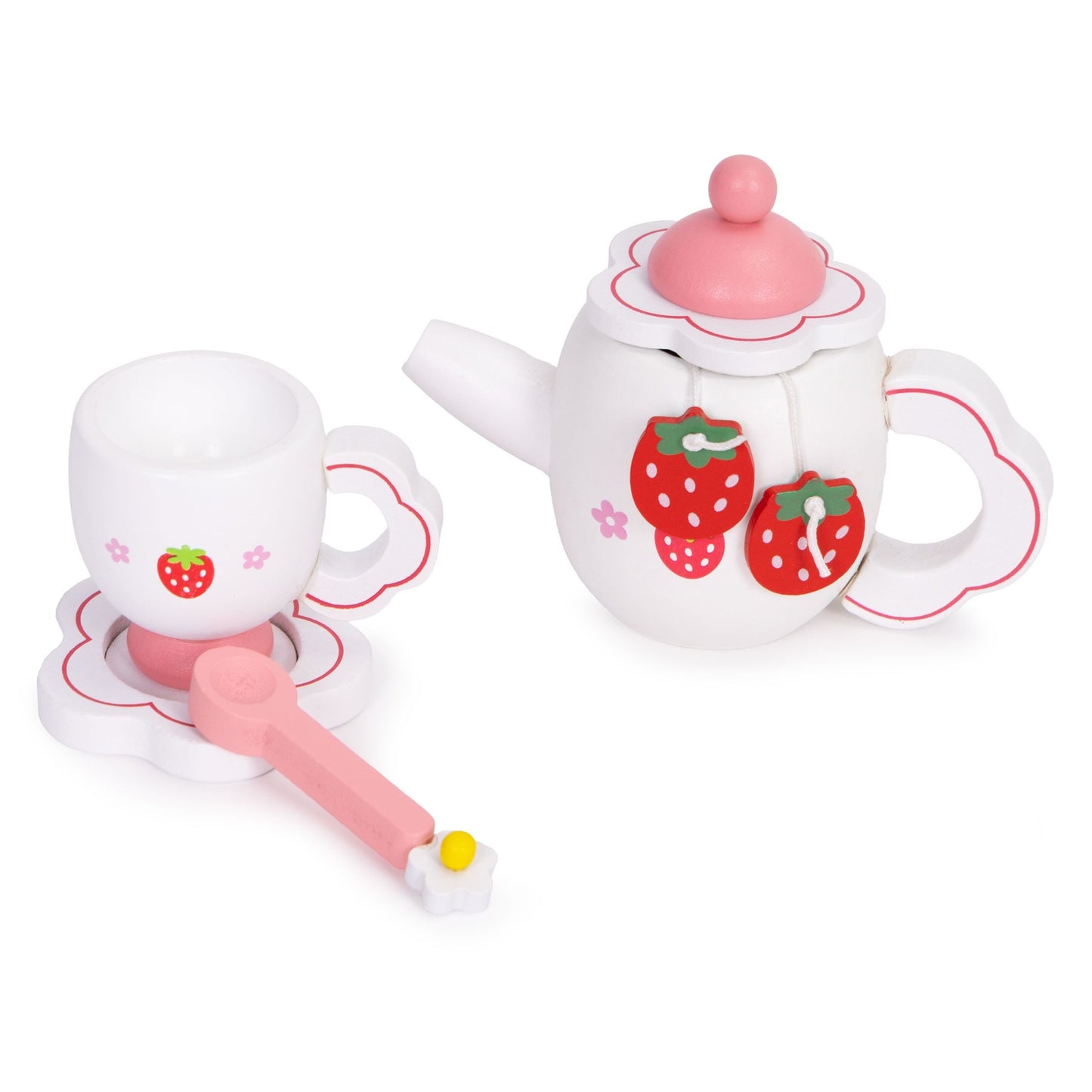 Wooden Tea Set for Kids, 14-Piece Toy Playset
