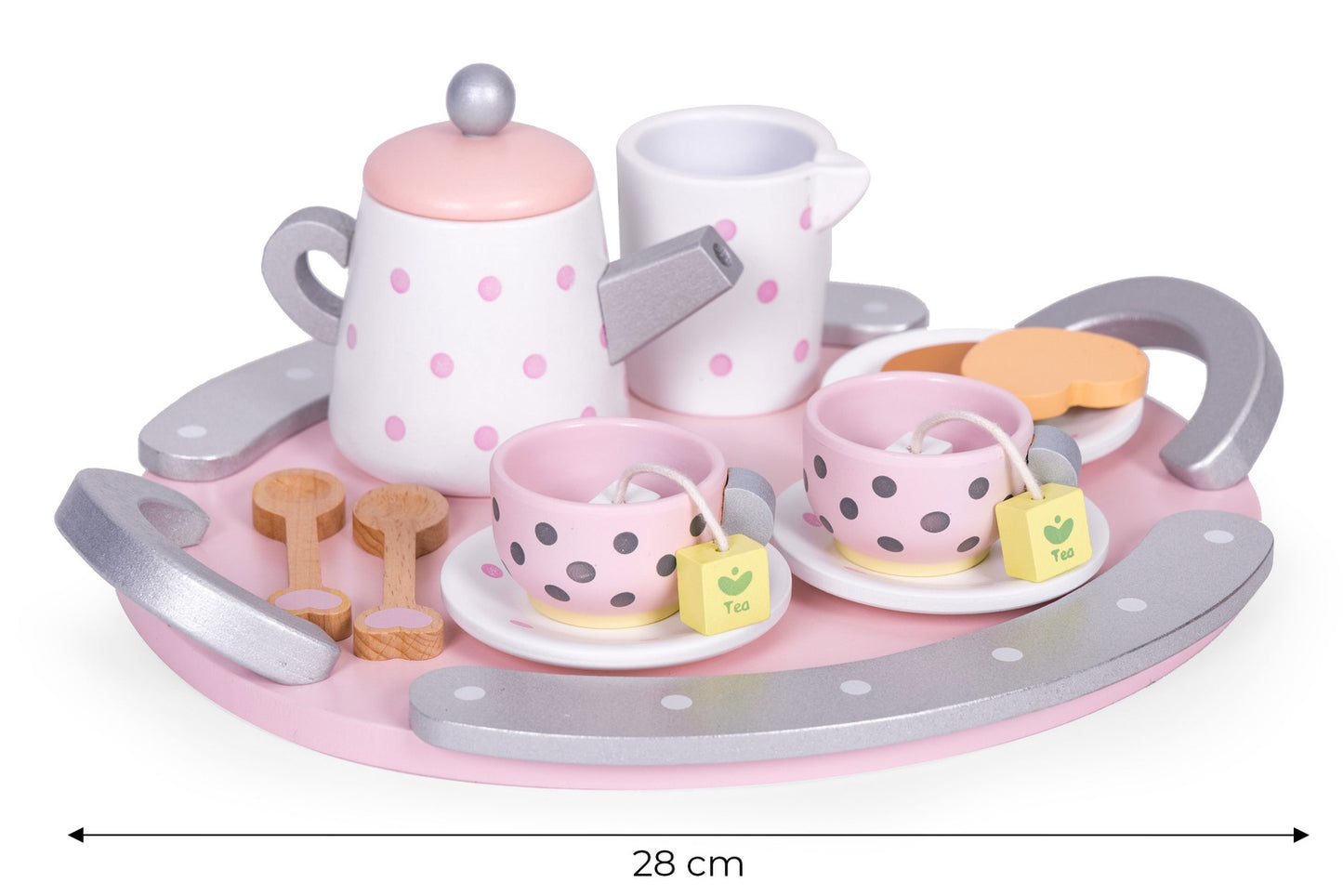 Wooden Tea Set for Kids, 15-Piece Toy Playset