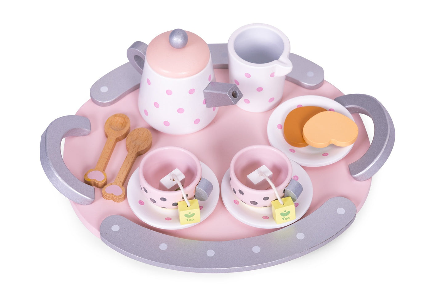 Wooden Tea Set for Kids, 15-Piece Toy Playset