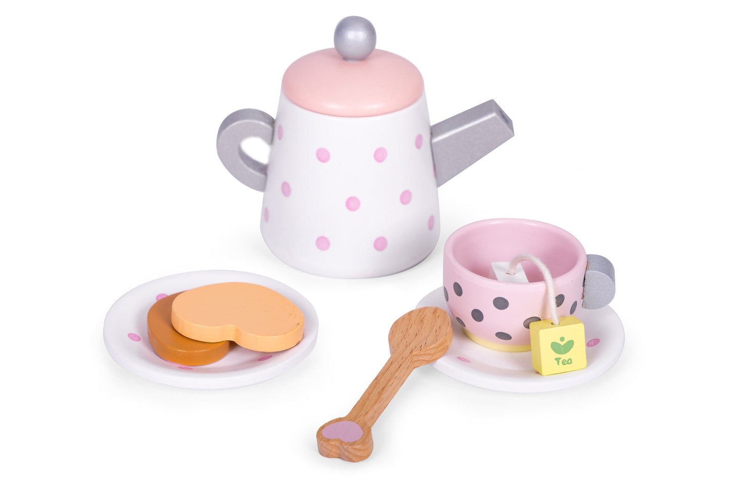 Wooden Tea Set for Kids, 15-Piece Toy Playset