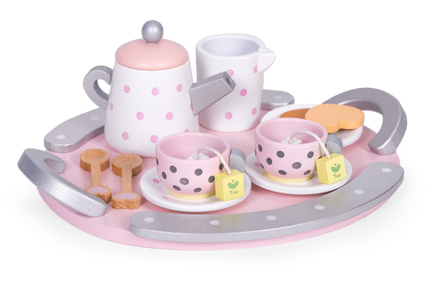 Wooden Tea Set for Kids, 15-Piece Toy Playset