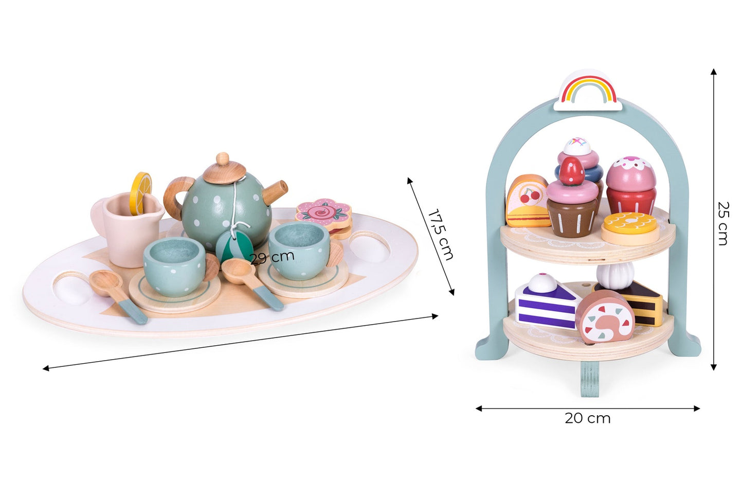 Wooden Tea and Coffee Set for Kids, 27-Piece Toy