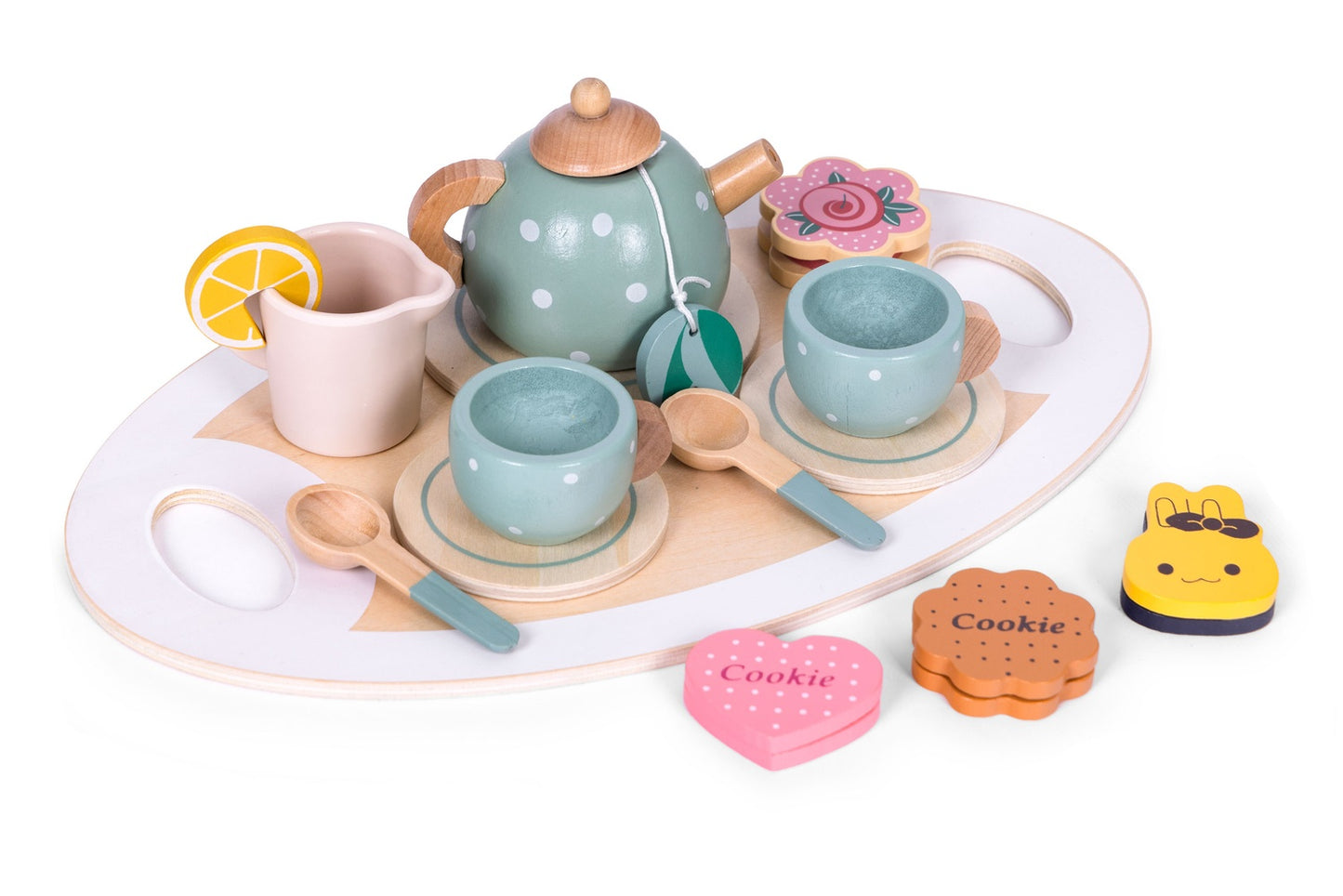 Wooden Tea and Coffee Set for Kids, 27-Piece Toy