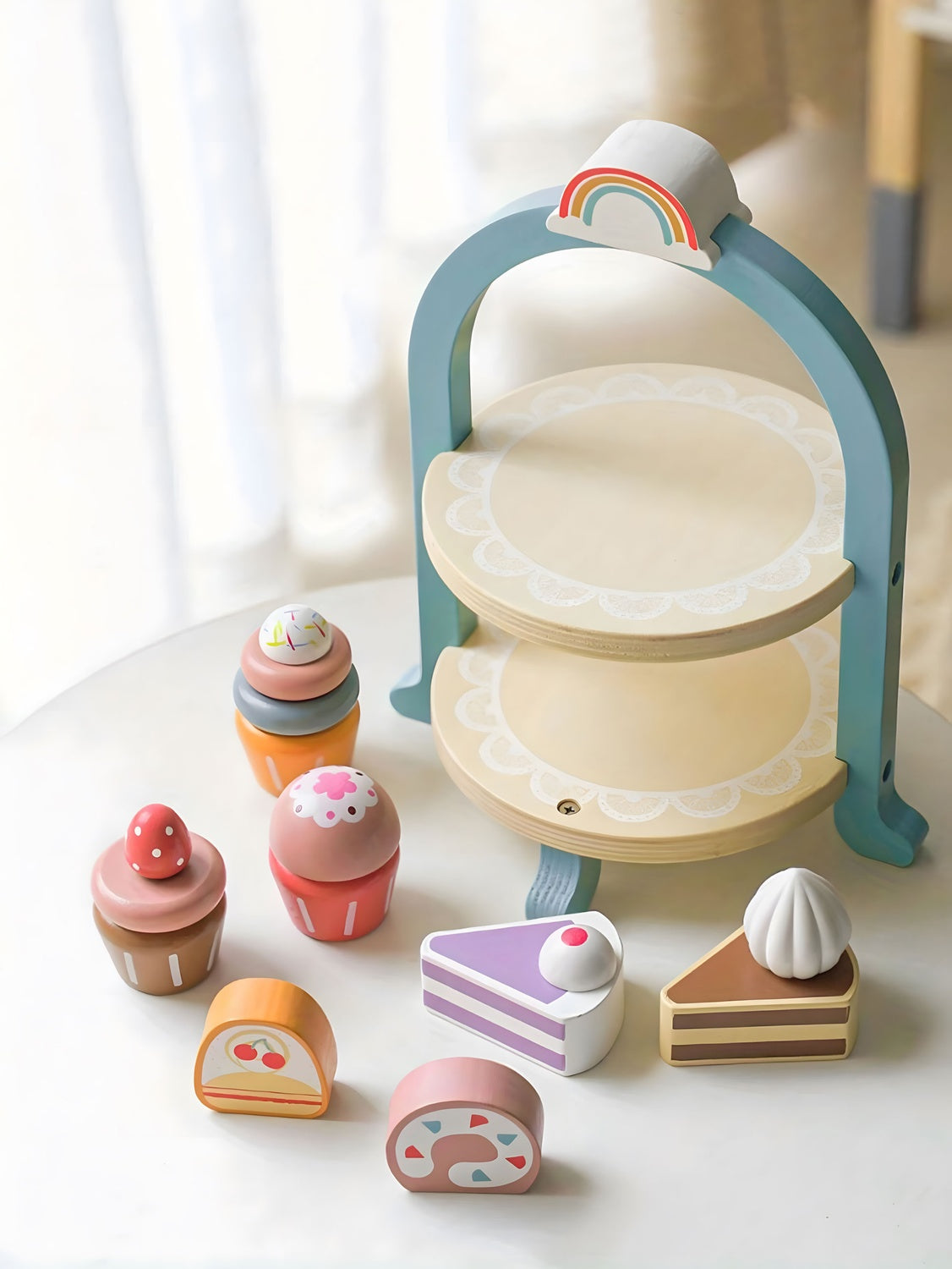 Wooden Tea and Coffee Set for Kids, 27-Piece Toy