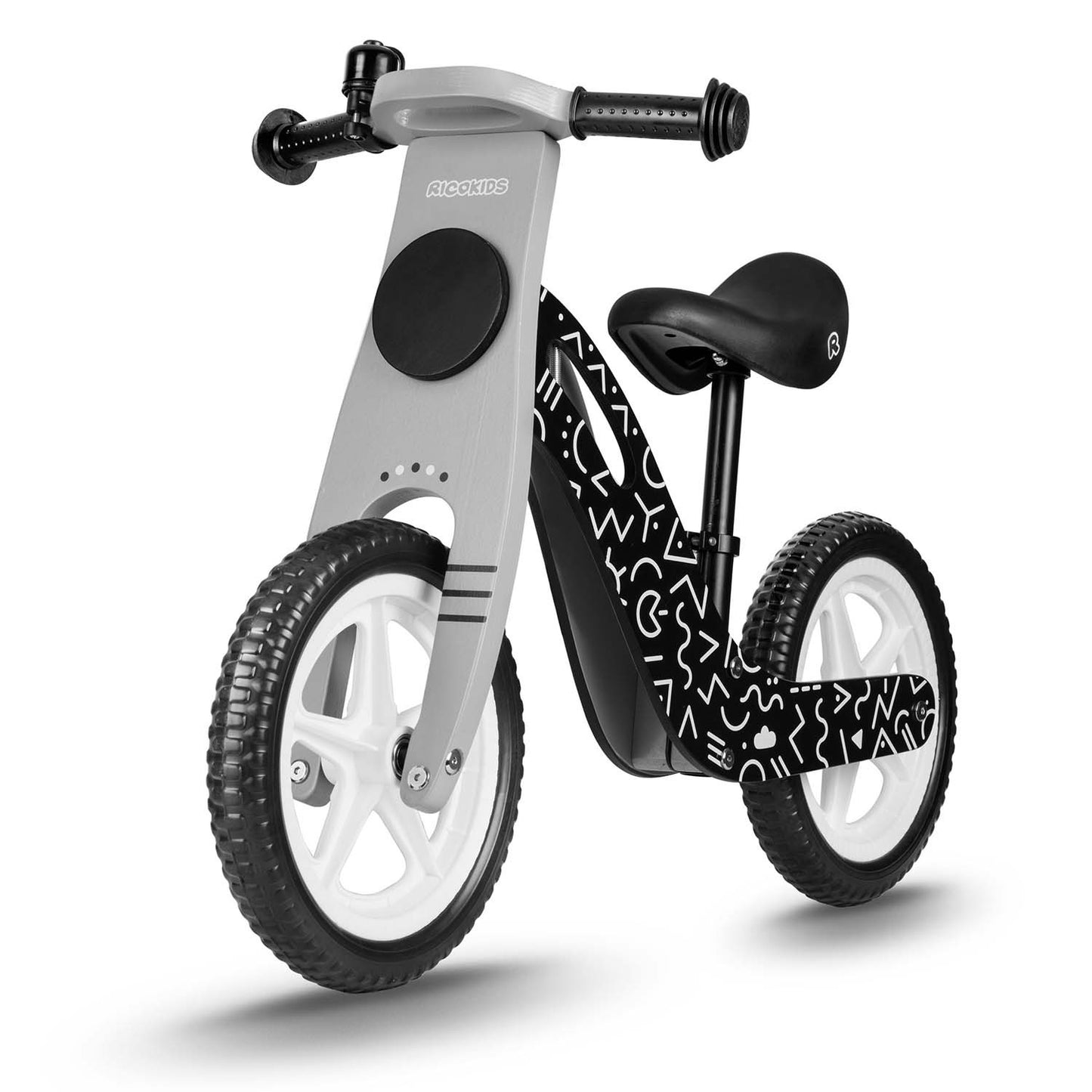 Wooden balance bike black and white Ricokids RC-615
