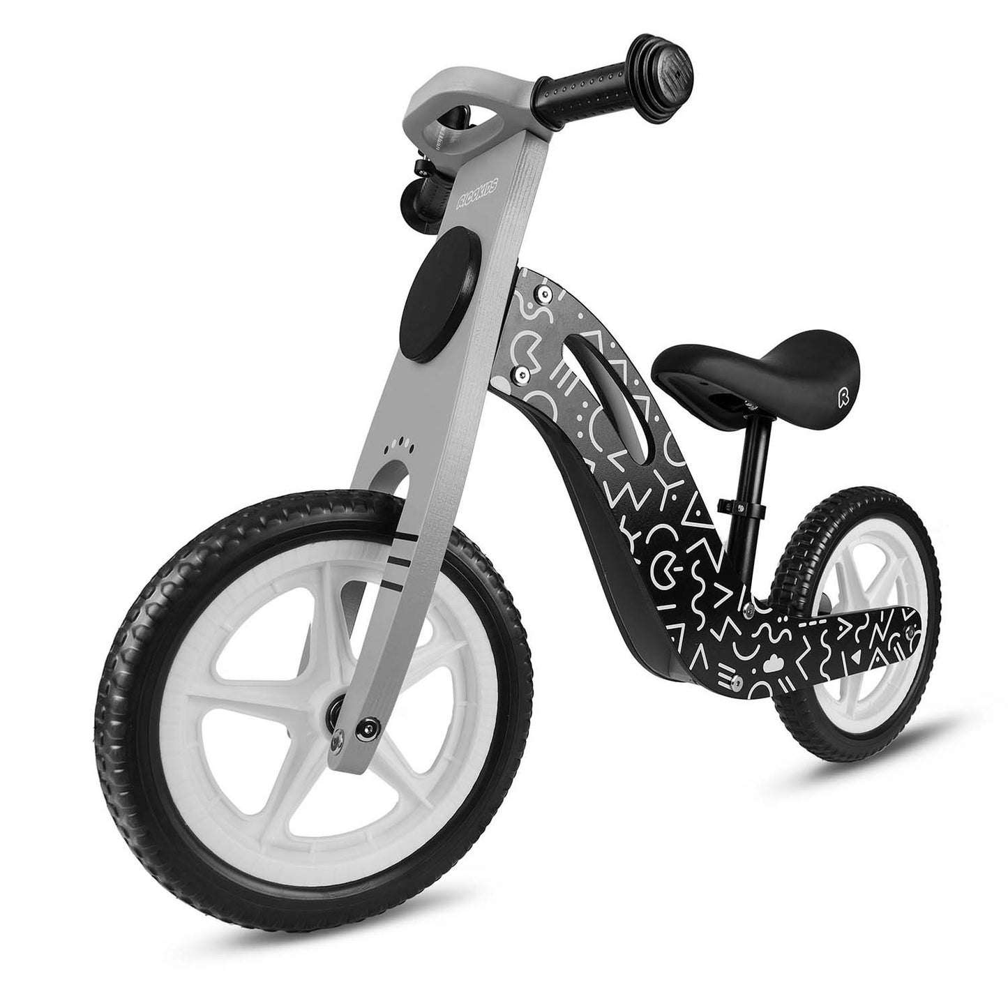 Wooden balance bike black and white Ricokids RC-615