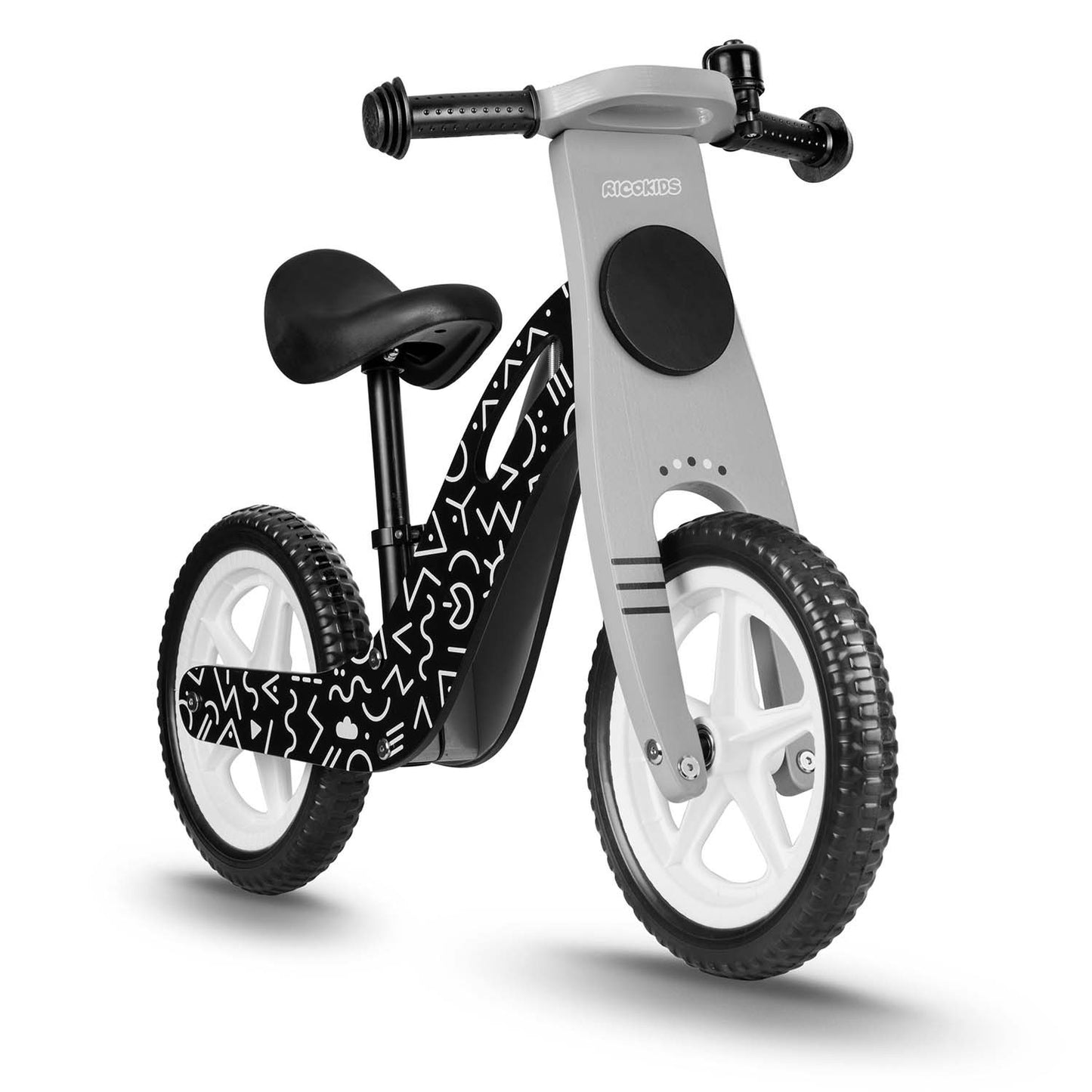 Wooden balance bike black and white Ricokids RC-615