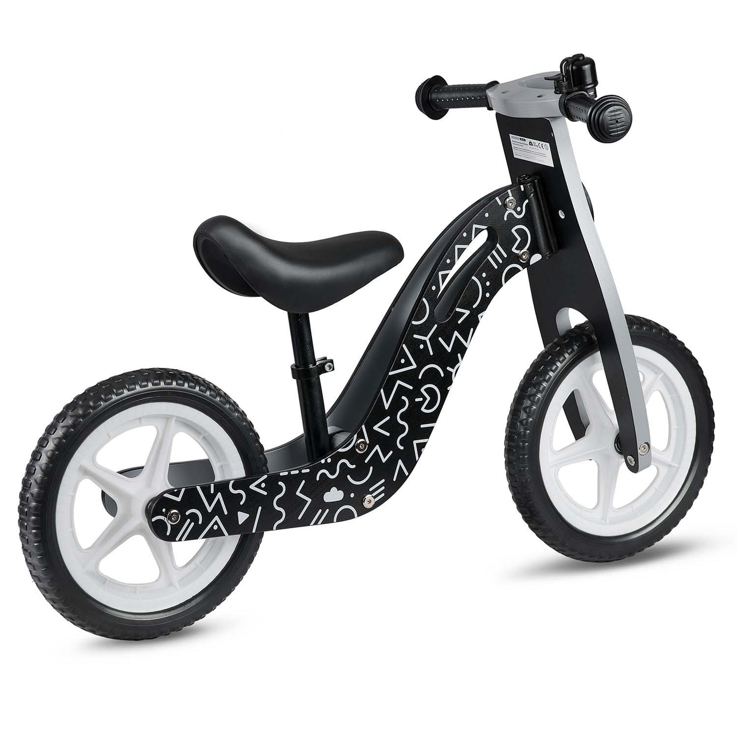 Wooden balance bike black and white Ricokids RC-615