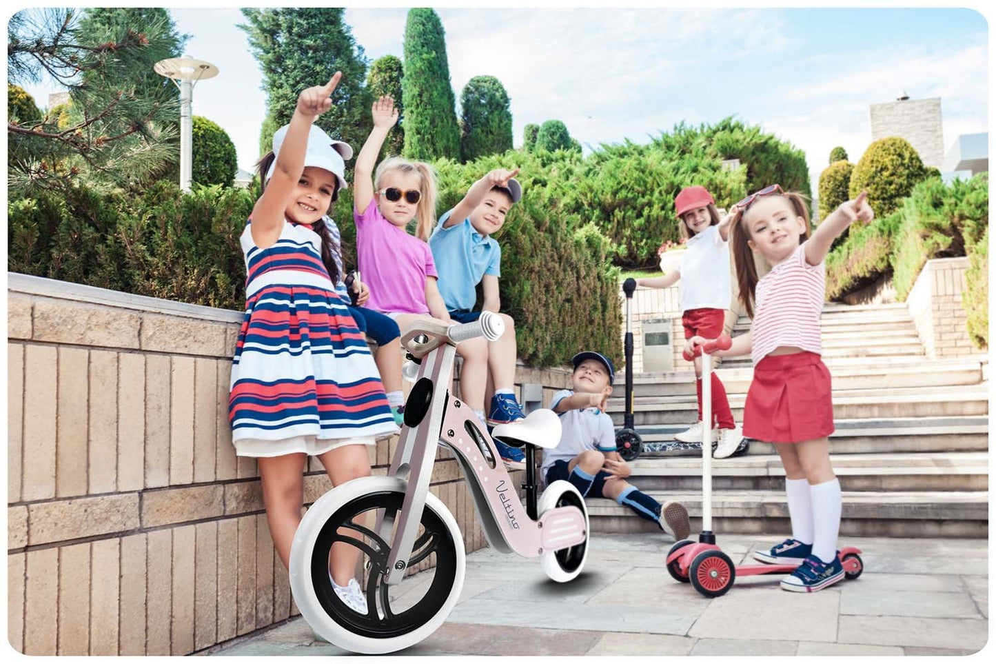 Wooden balance bike light pink Ricokids RC-619