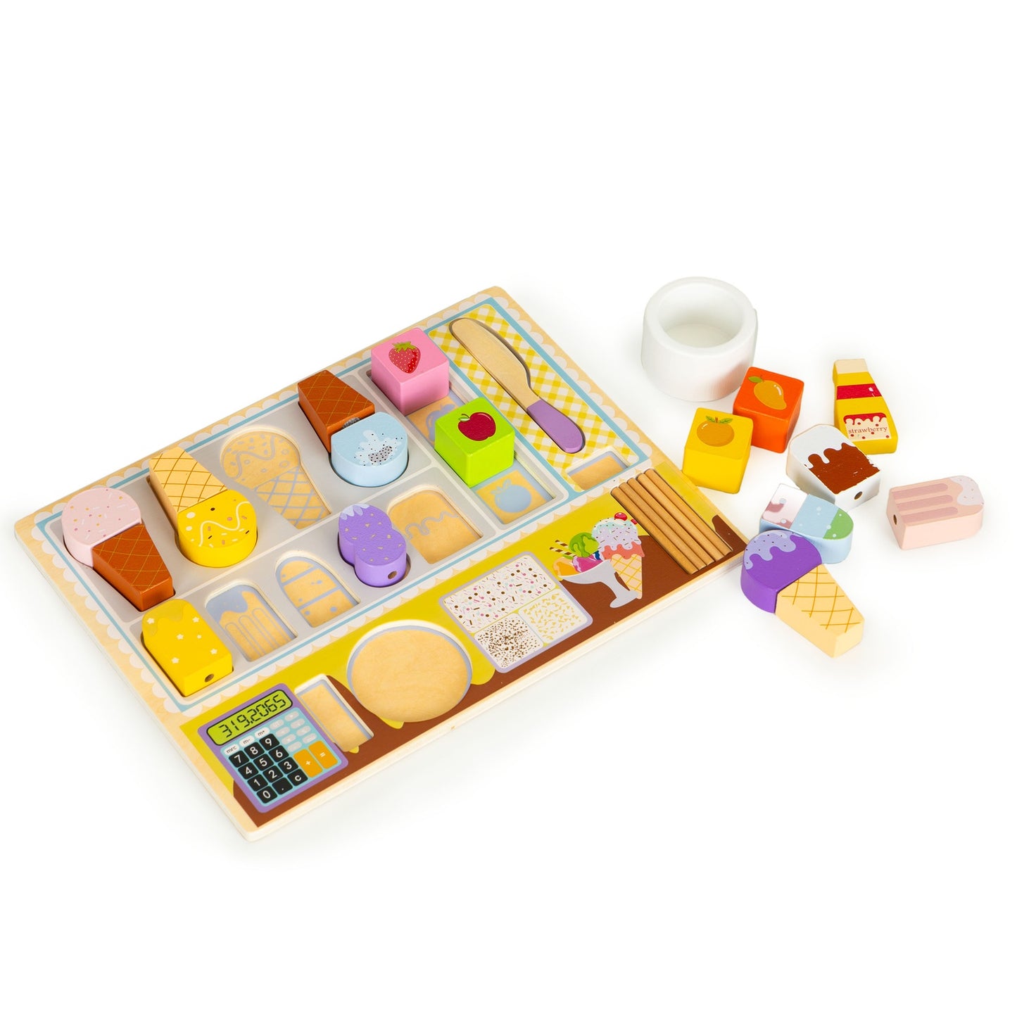 Wooden board ice cream parlor ice cream set for children