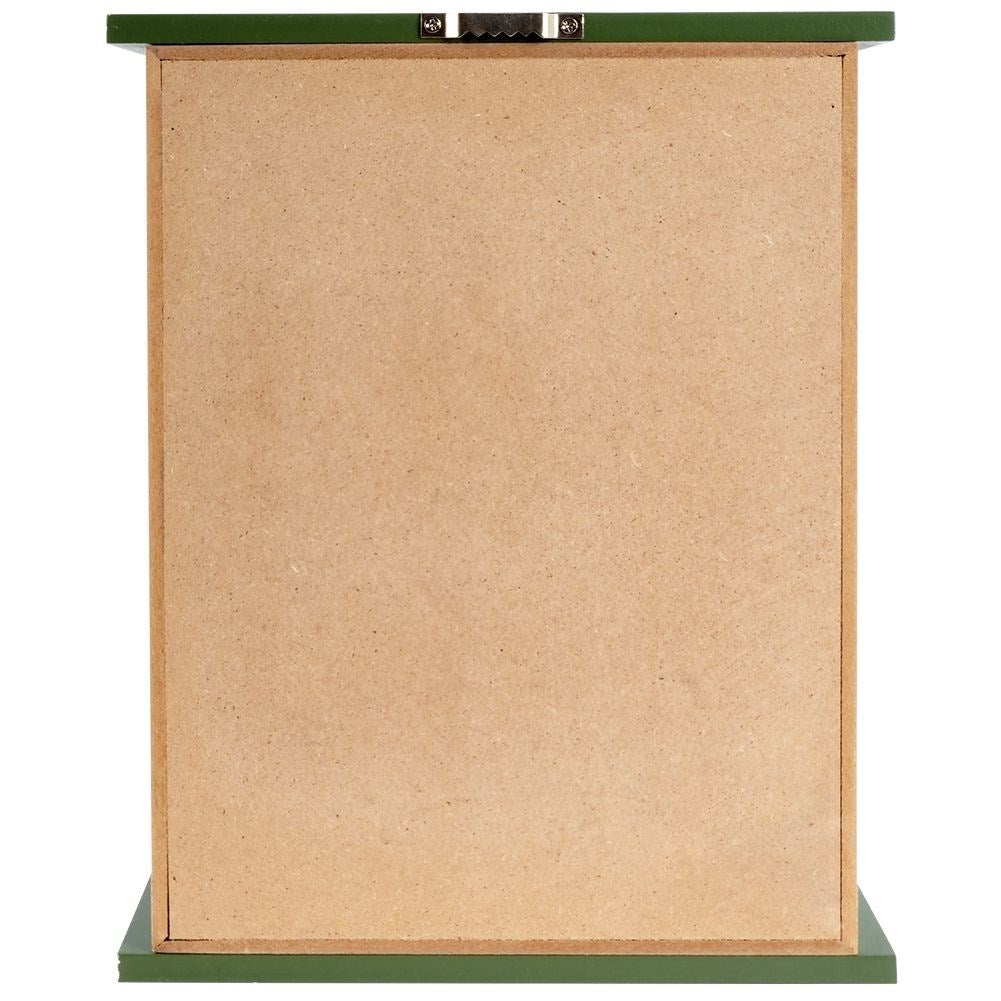 Wooden cabinet with glass doors and leaf motif for keys