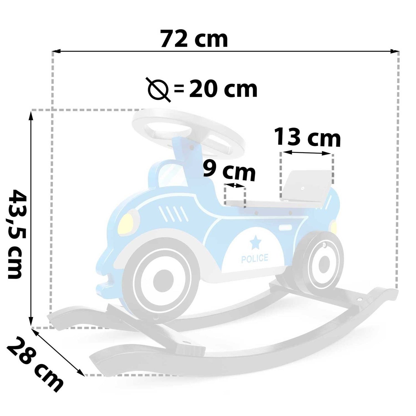 Wooden car on swings Ricokids 785000 Police