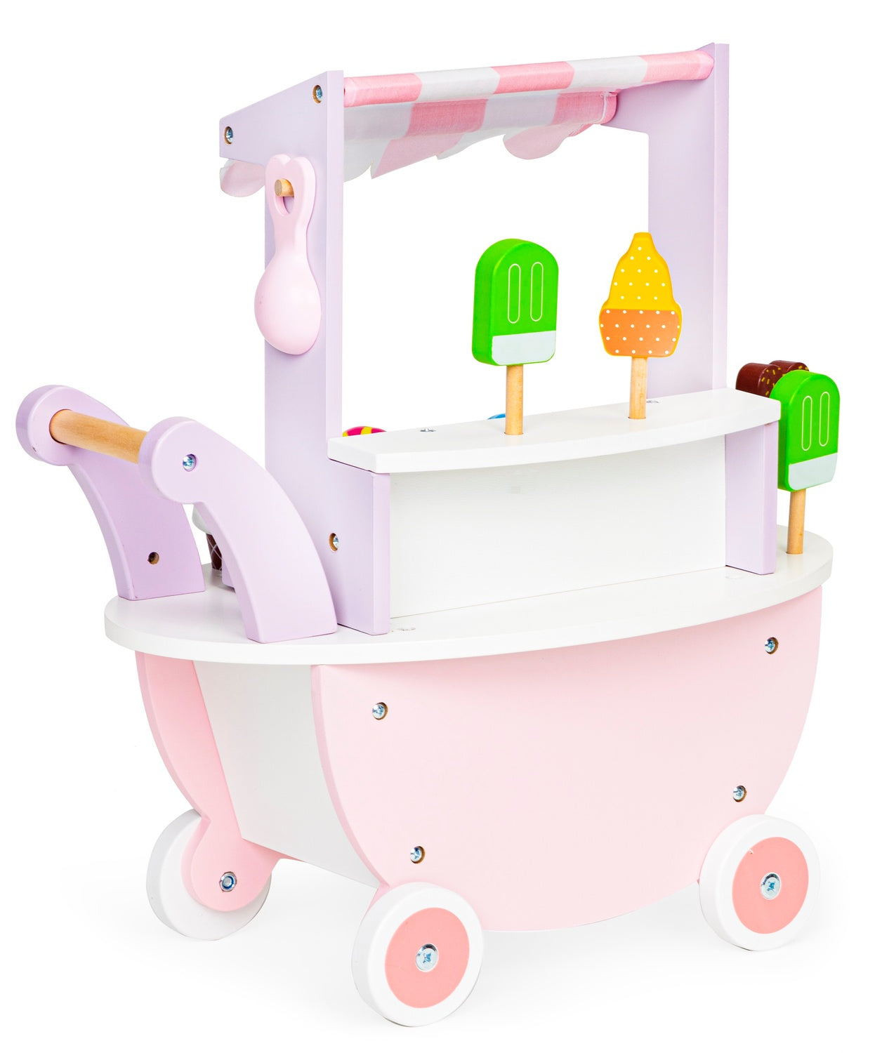 Wooden cart ice cream store for kids 12 pieces