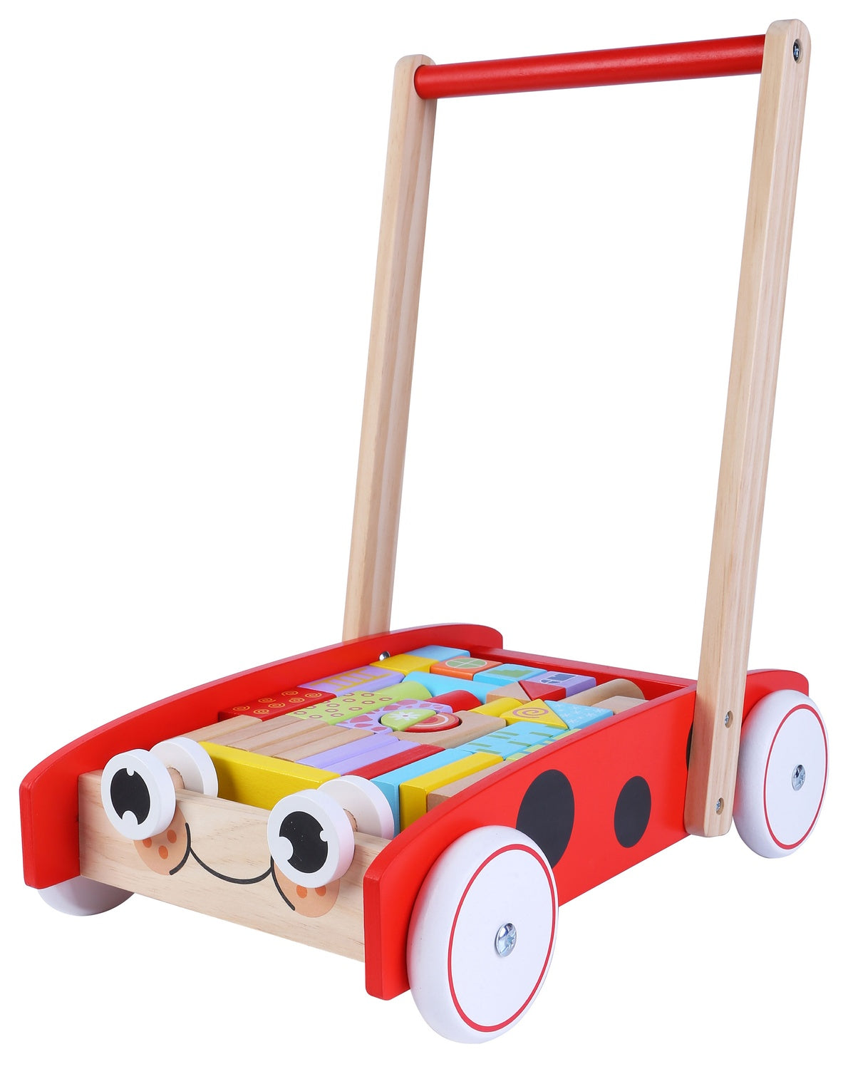 Wooden cart, pusher, walker 40 Ecotoys bricks
