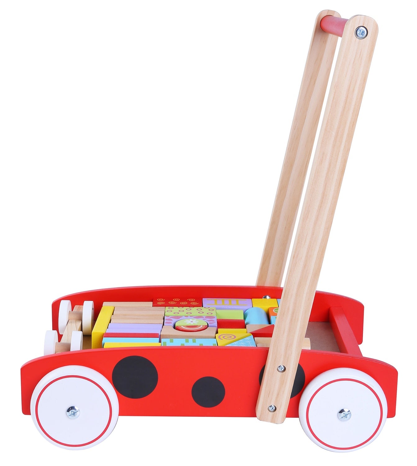Wooden cart, pusher, walker 40 Ecotoys bricks