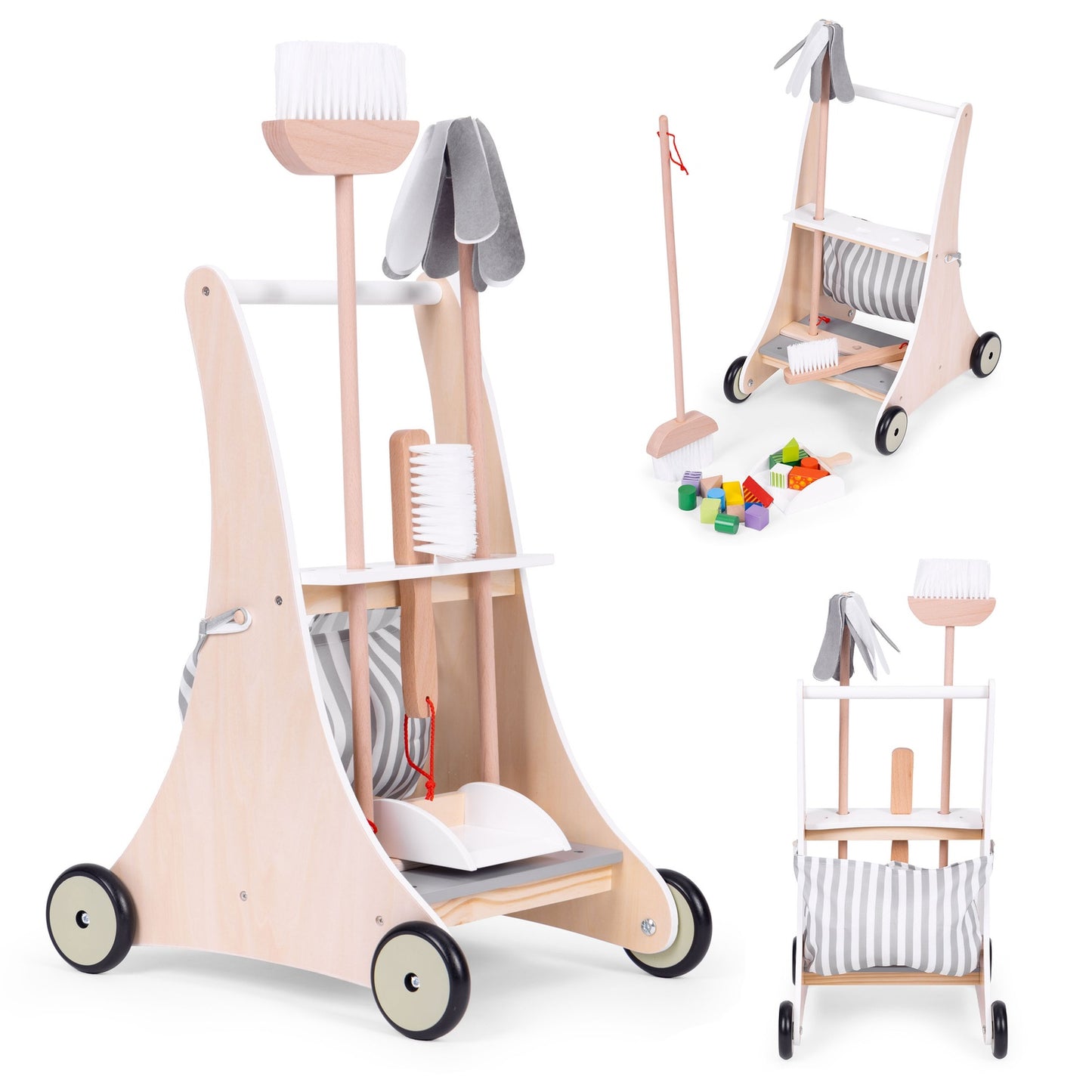 Wooden cleaning set trolley beige ECOTOYS