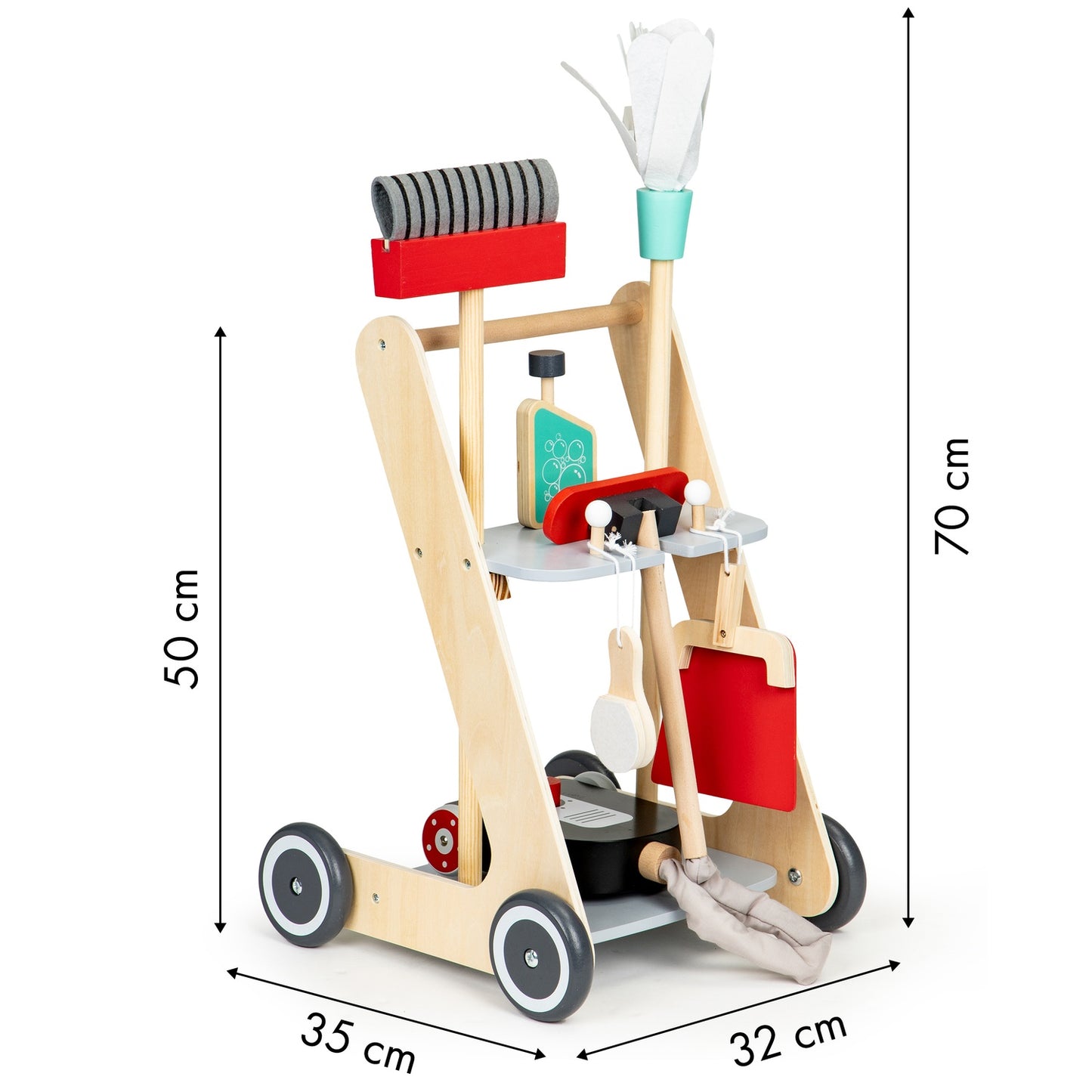 Wooden cleaning set, xxl trolley, vacuum cleaner ECOTOYS