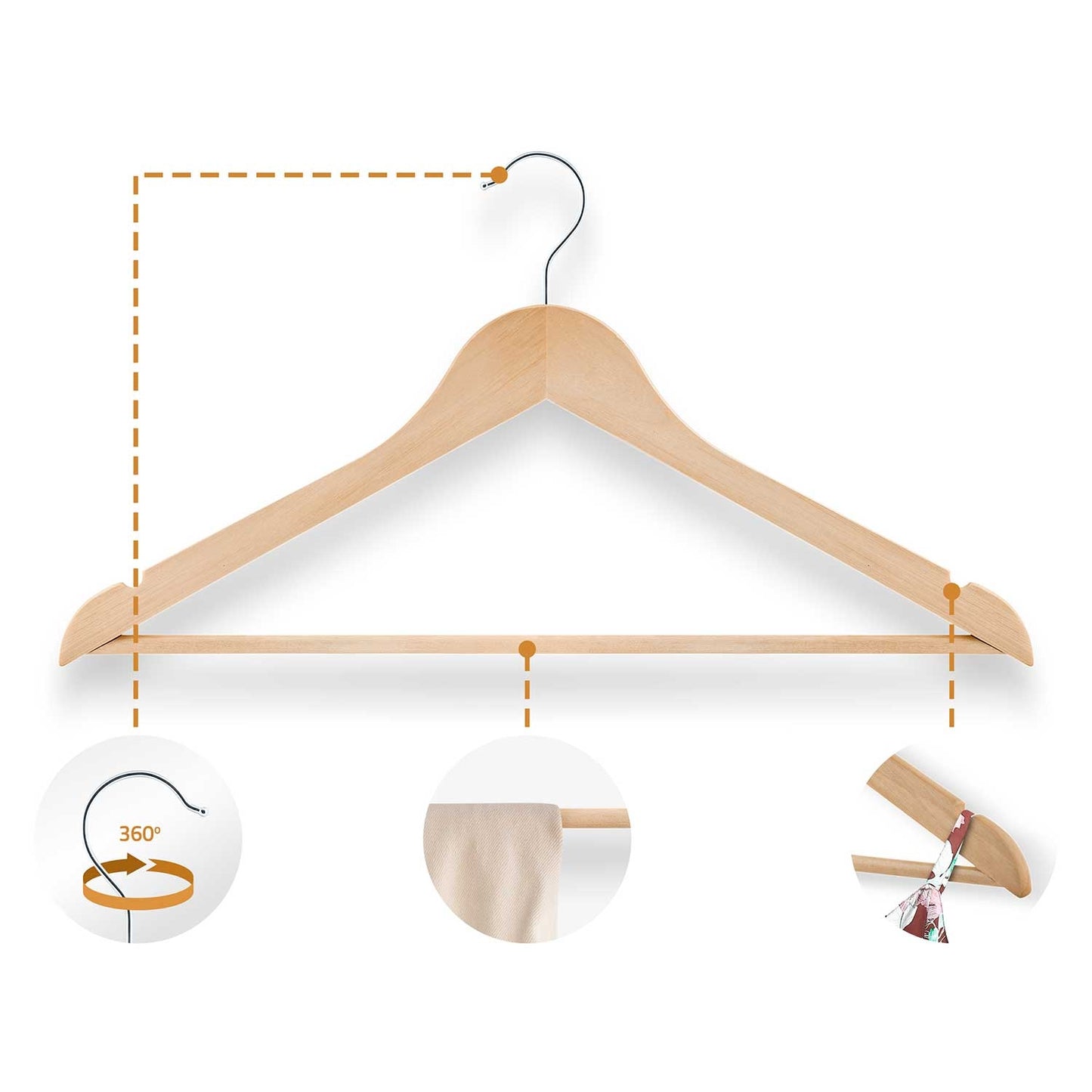Wooden clothes hangers 30 pcs MS-858 Massido