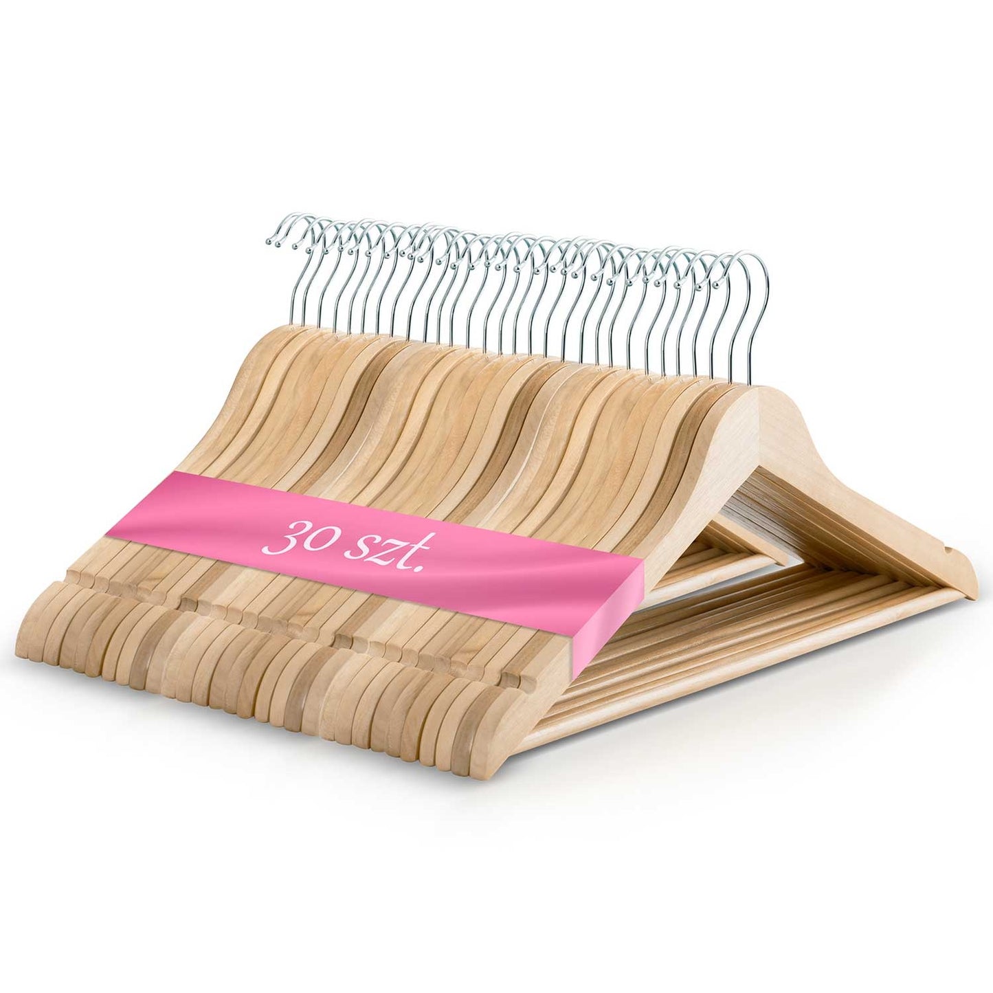 Wooden clothes hangers 30 pcs MS-858 Massido