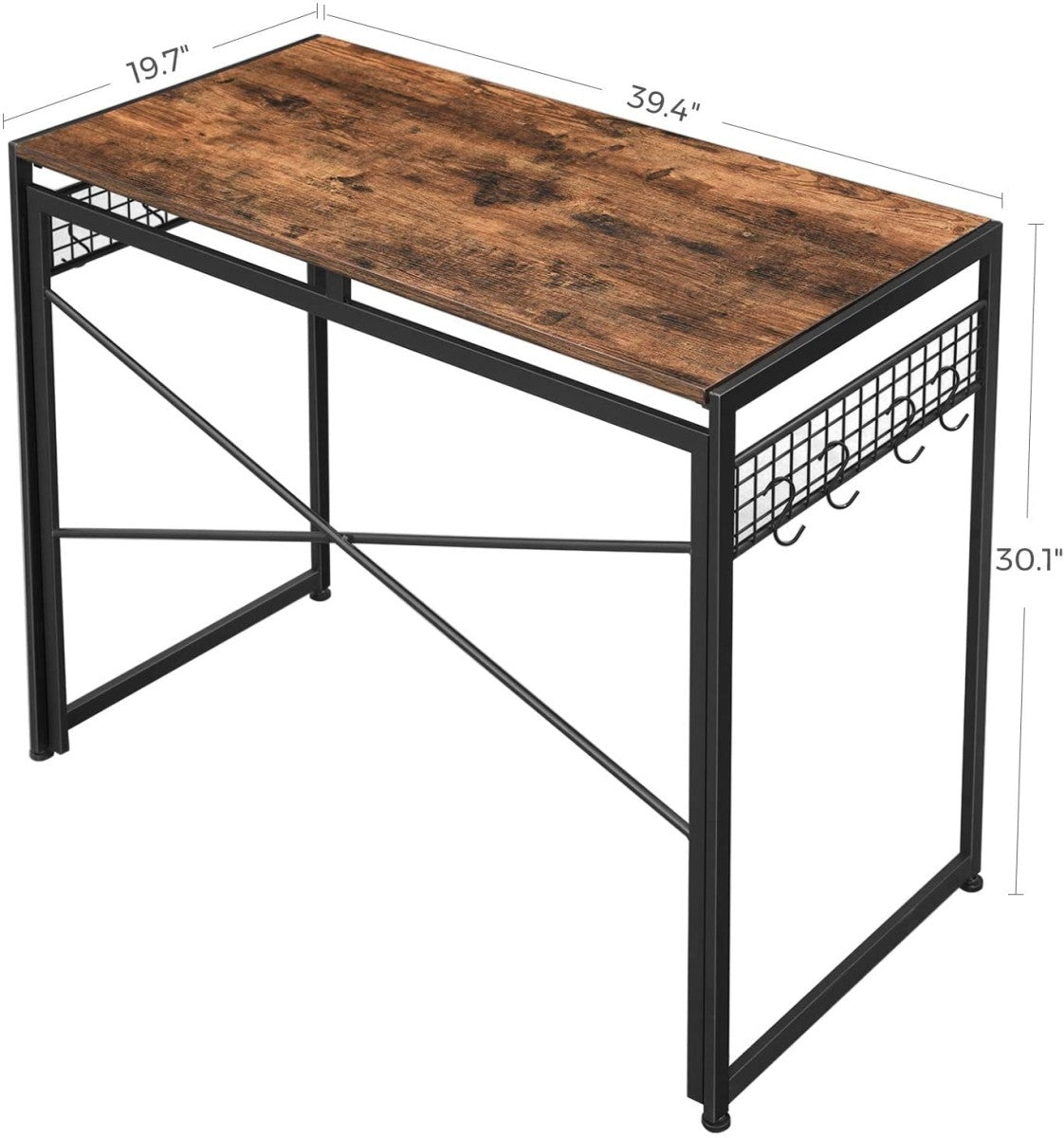 Wooden computer desk with metal frame