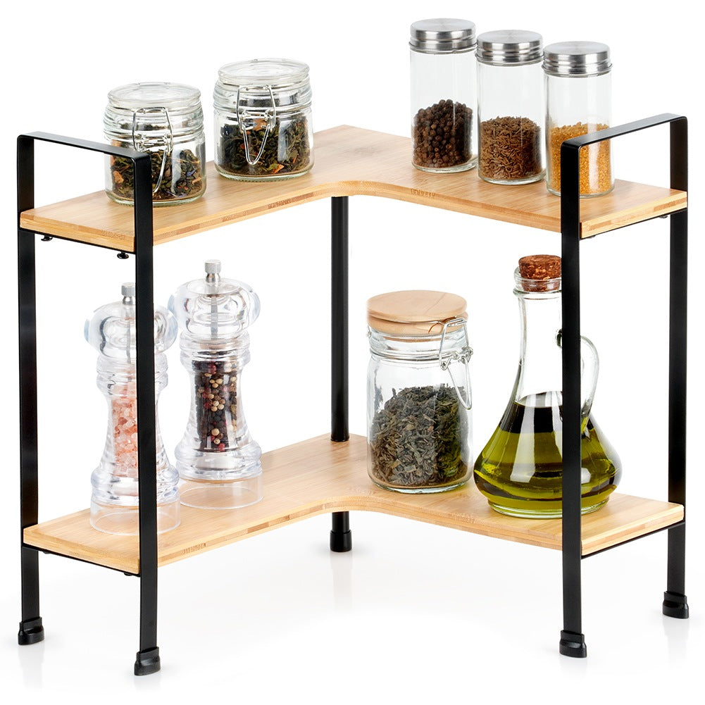 Wooden corner kitchen shelf, 2-level, 29.5x29.5x33.5 cm