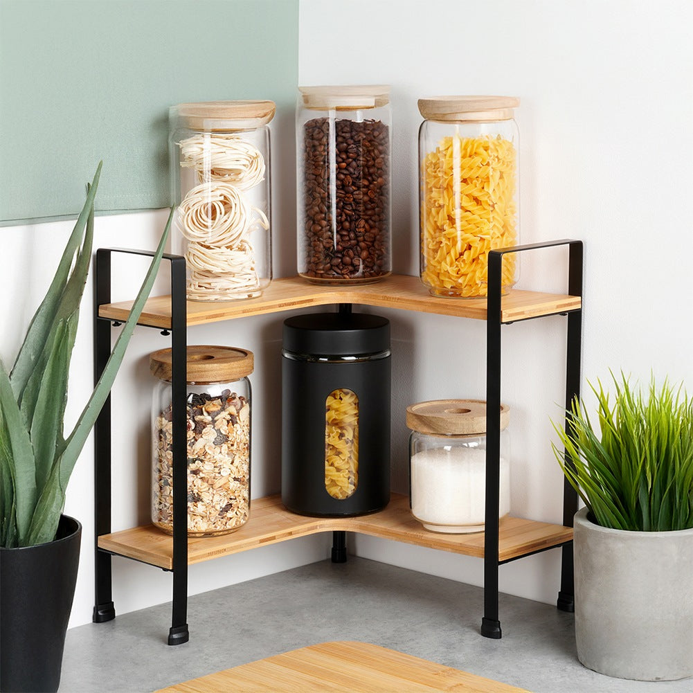 Wooden corner kitchen shelf, 2-level, 29.5x29.5x33.5 cm