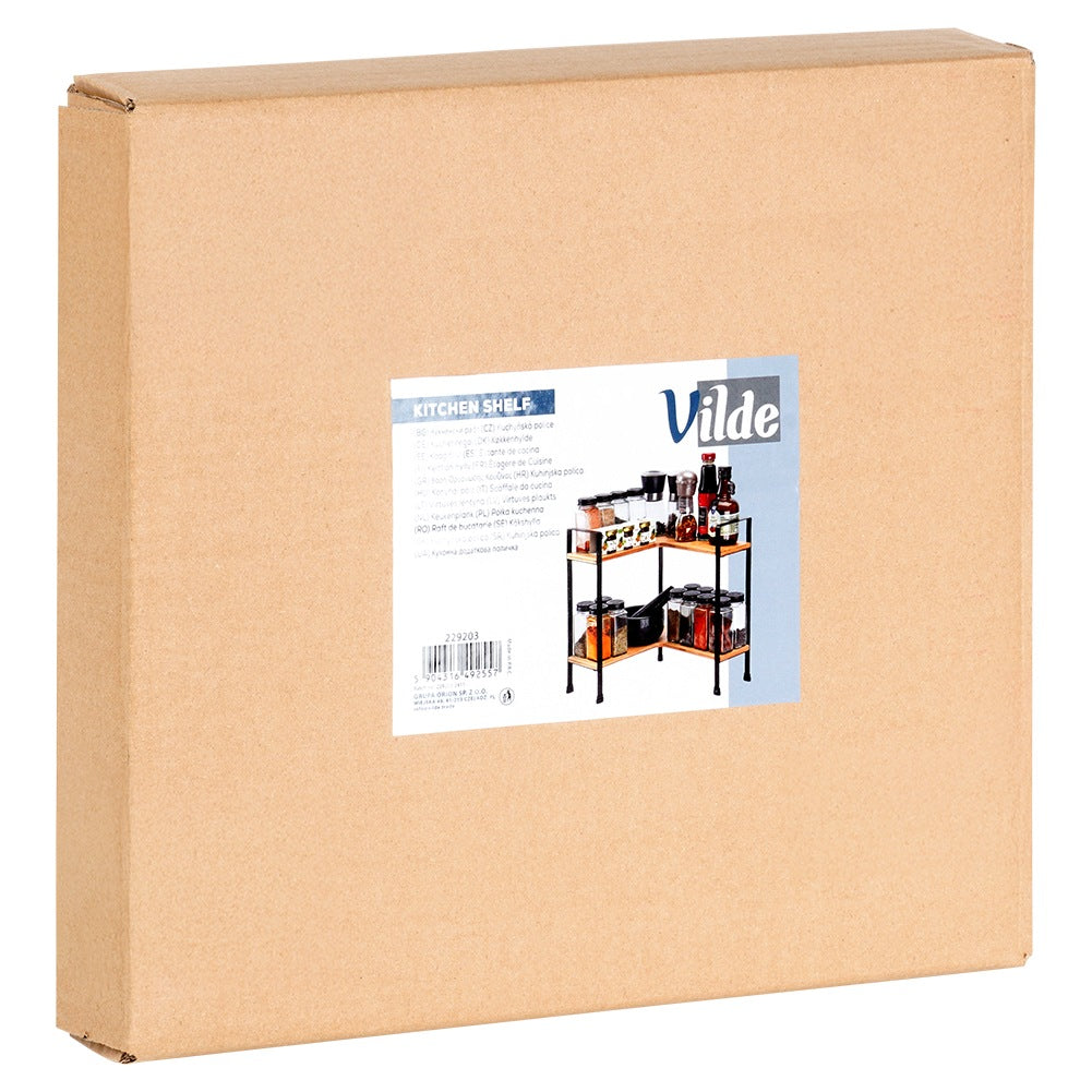 Wooden corner kitchen shelf, 2-level, 29.5x29.5x33.5 cm