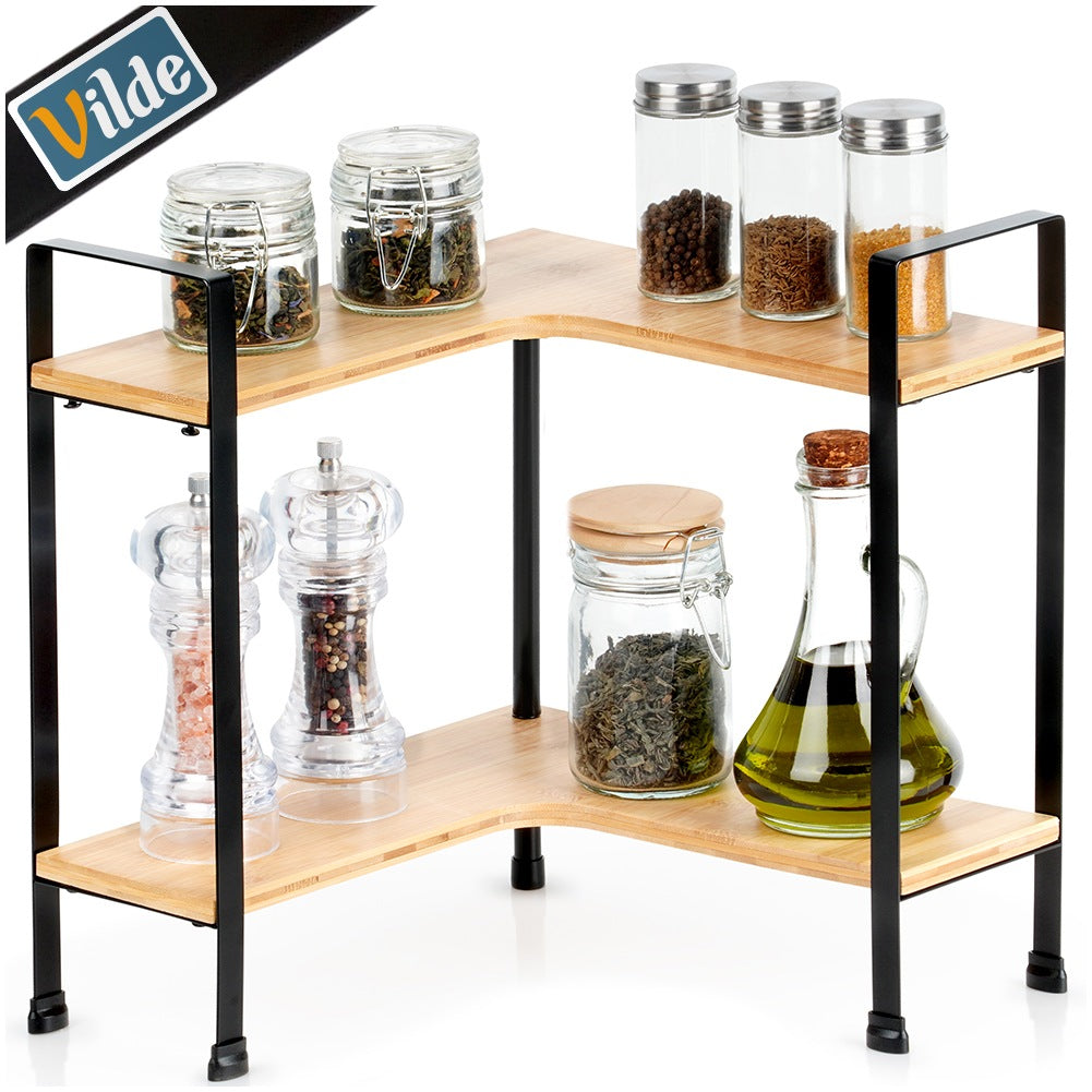 Wooden corner kitchen shelf, 2-level, 29.5x29.5x33.5 cm