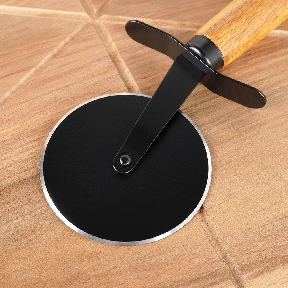 Wooden cutting board for Pizza with Steel Knife and Cutting Groove