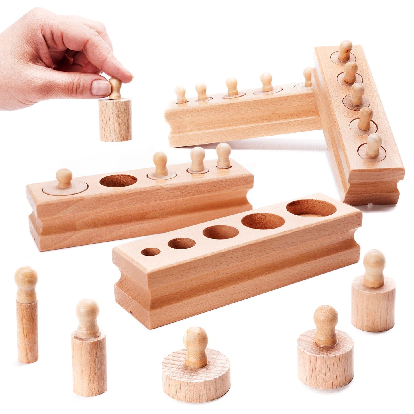 Wooden cylinder weights montessori sorter