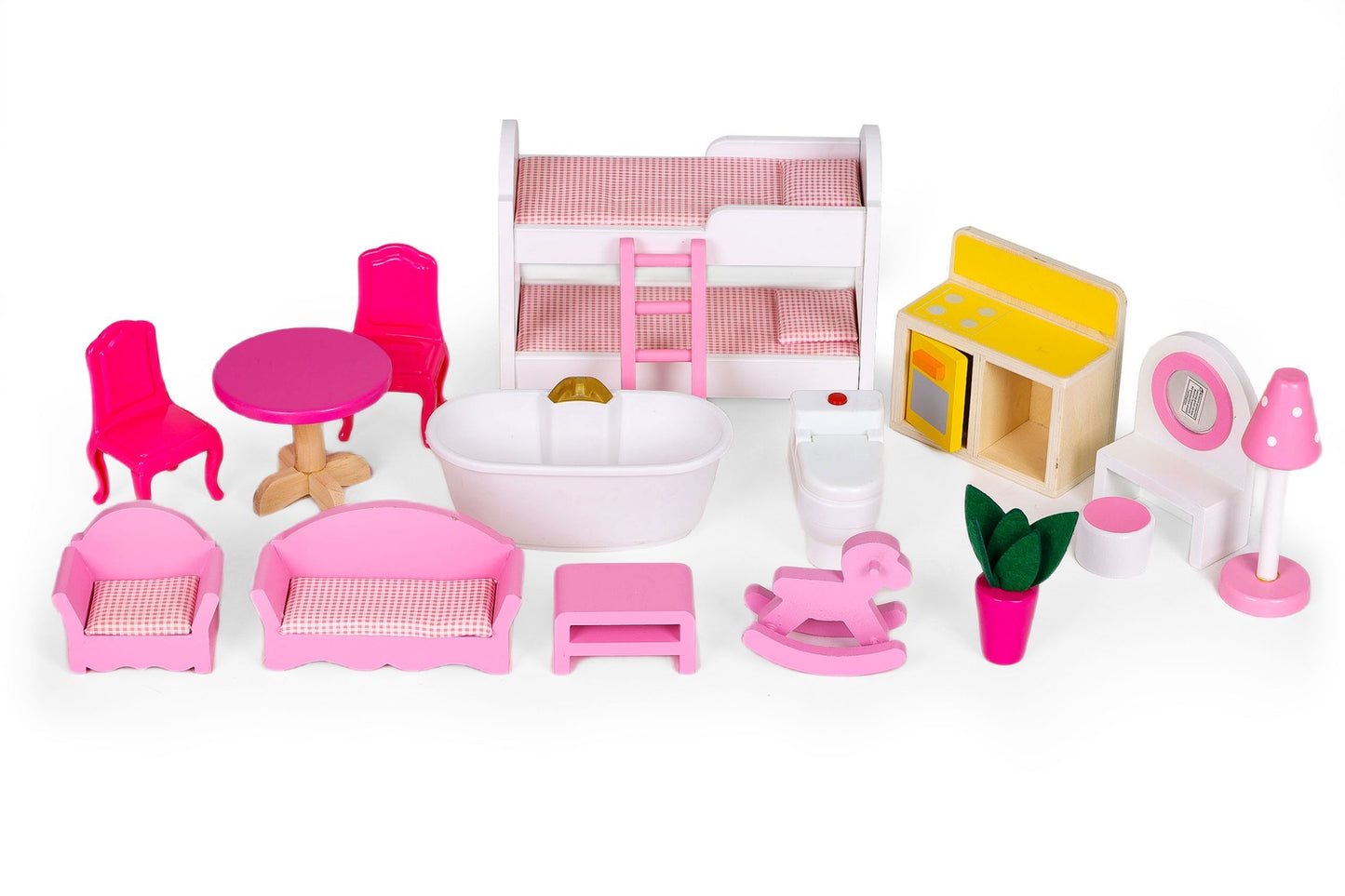 Wooden dollhouse furniture 3 floors Ecotoys