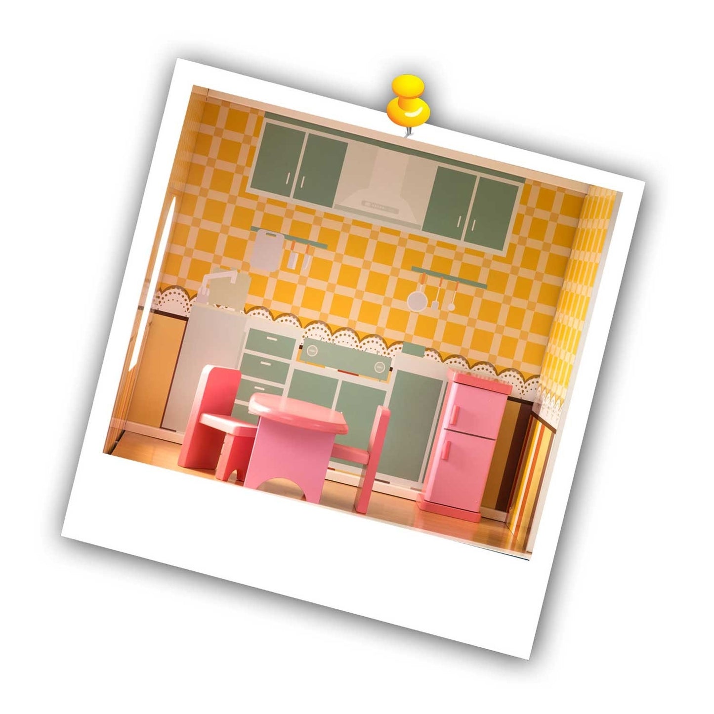 Wooden dollhouse large 3-story + furniture + terrace